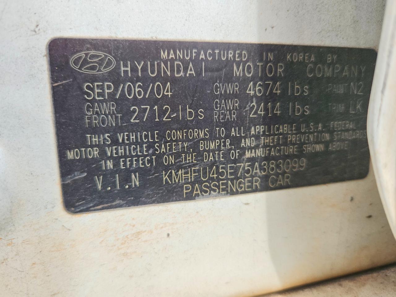 2005 Hyundai Xg 350 White vin: KMHFU45E75A383099