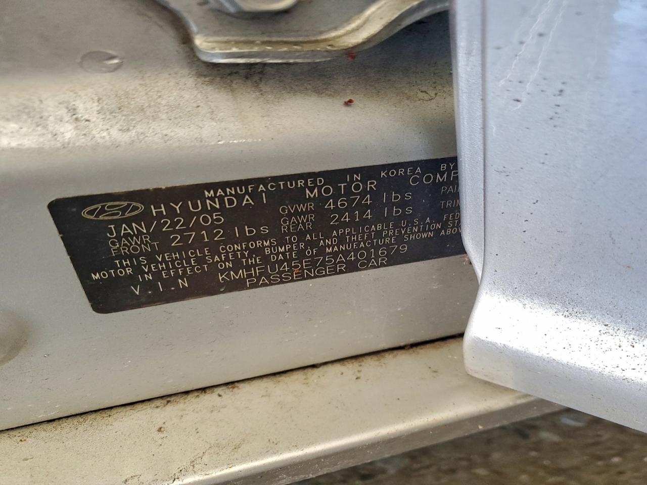 2005 Hyundai Xg 350 Silver vin: KMHFU45E75A401679