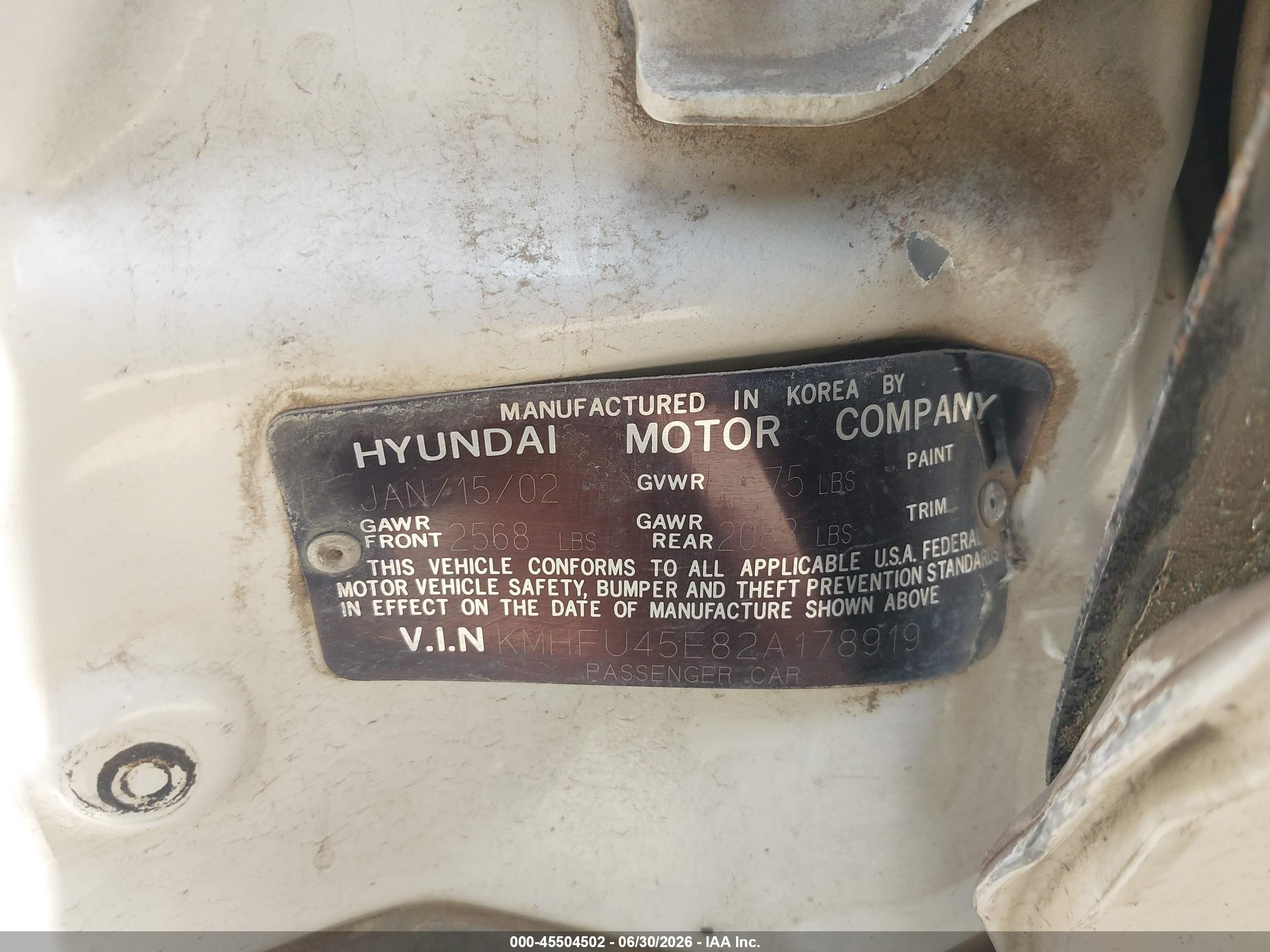 2002 Hyundai Xg350 L White vin: KMHFU45E82A178919