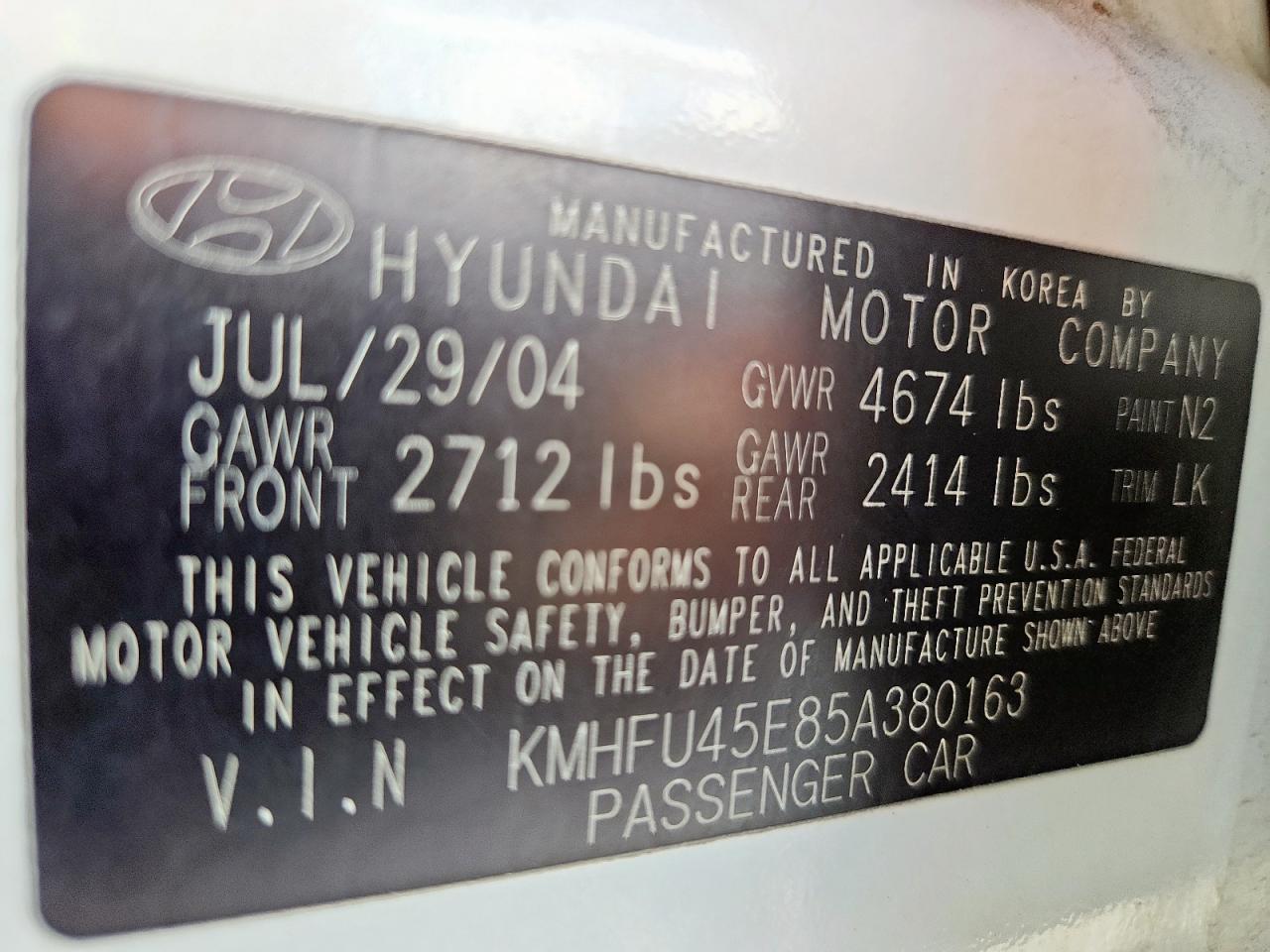 2005 Hyundai Xg 350 White vin: KMHFU45E85A380163