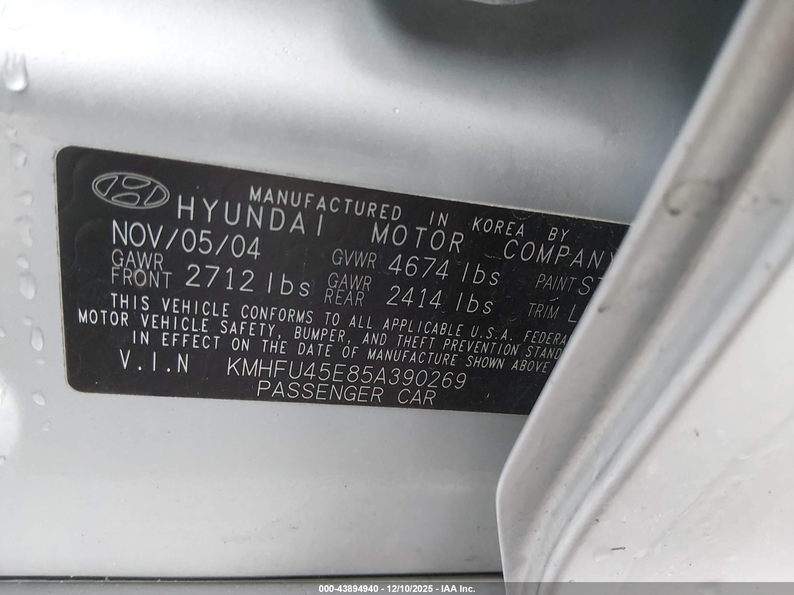 2005 Hyundai Xg350 L Серебряный vin: KMHFU45E85A390269