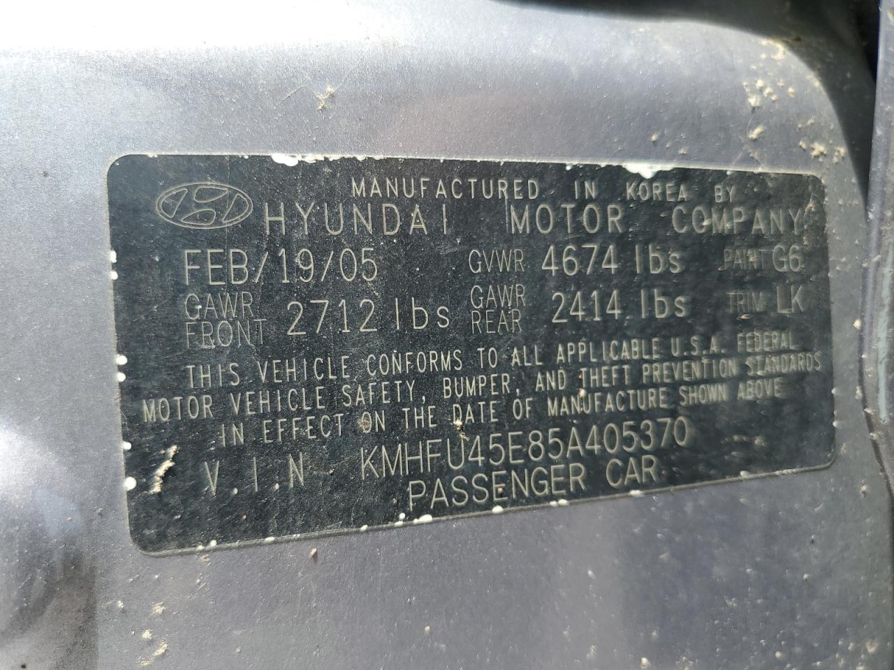 2005 Hyundai Xg 350 Silver vin: KMHFU45E85A405370
