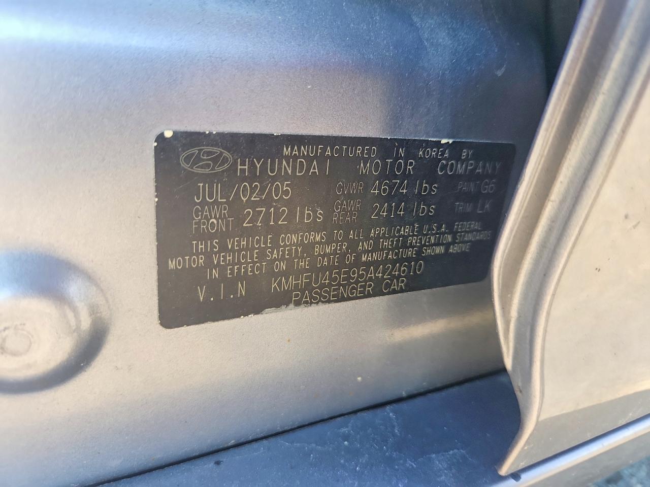 2005 Hyundai Xg 350 Silver vin: KMHFU45E95A424610
