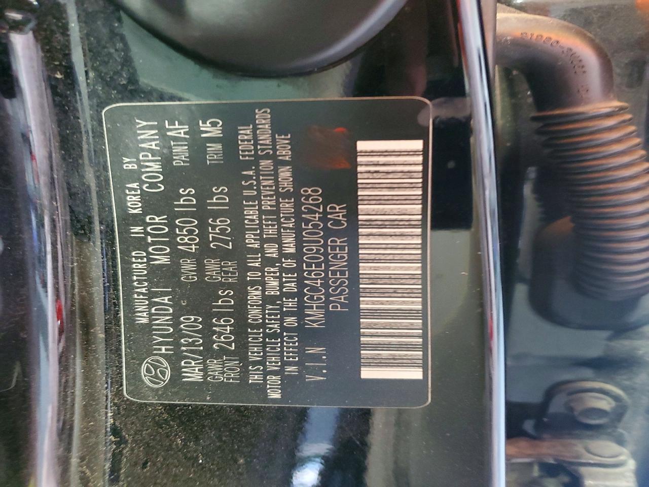 2009 Hyundai Genesis 3.8l Черный vin: KMHGC46E09U054268