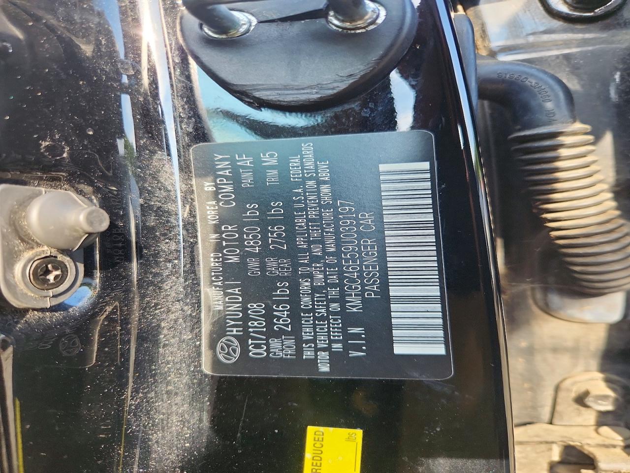 2009 Hyundai Genesis 3.8l Black vin: KMHGC46E59U039197