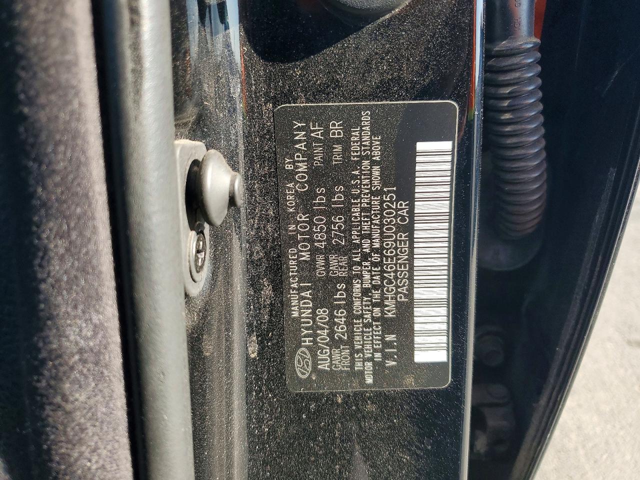 2009 Hyundai Genesis 3.8l Black vin: KMHGC46E69U030251