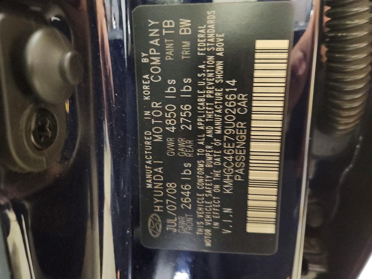 2009 Hyundai Genesis 3.8l Blue vin: KMHGC46E79U026614