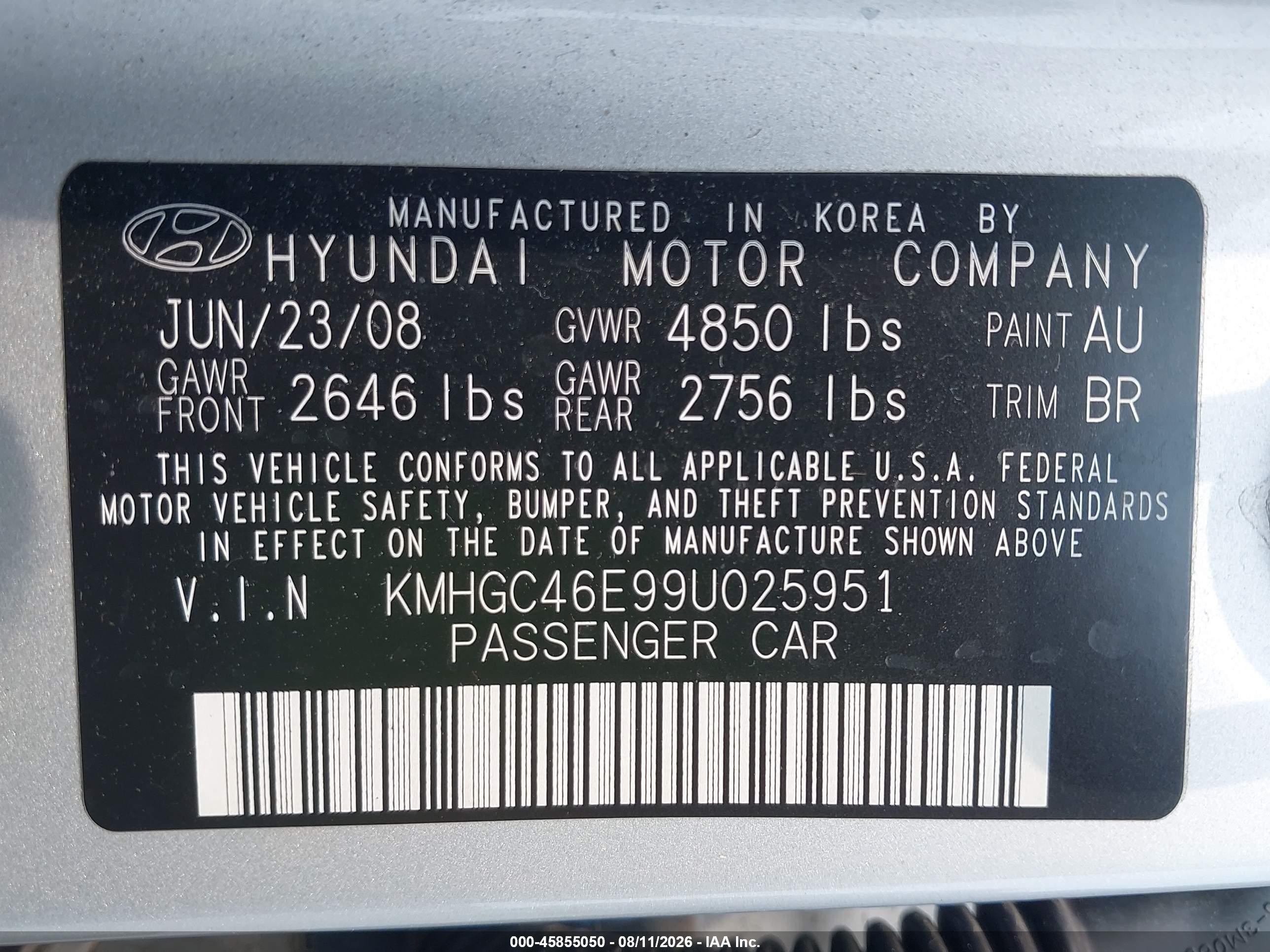2009 Hyundai Genesis 3.8 Gray vin: KMHGC46E99U025951