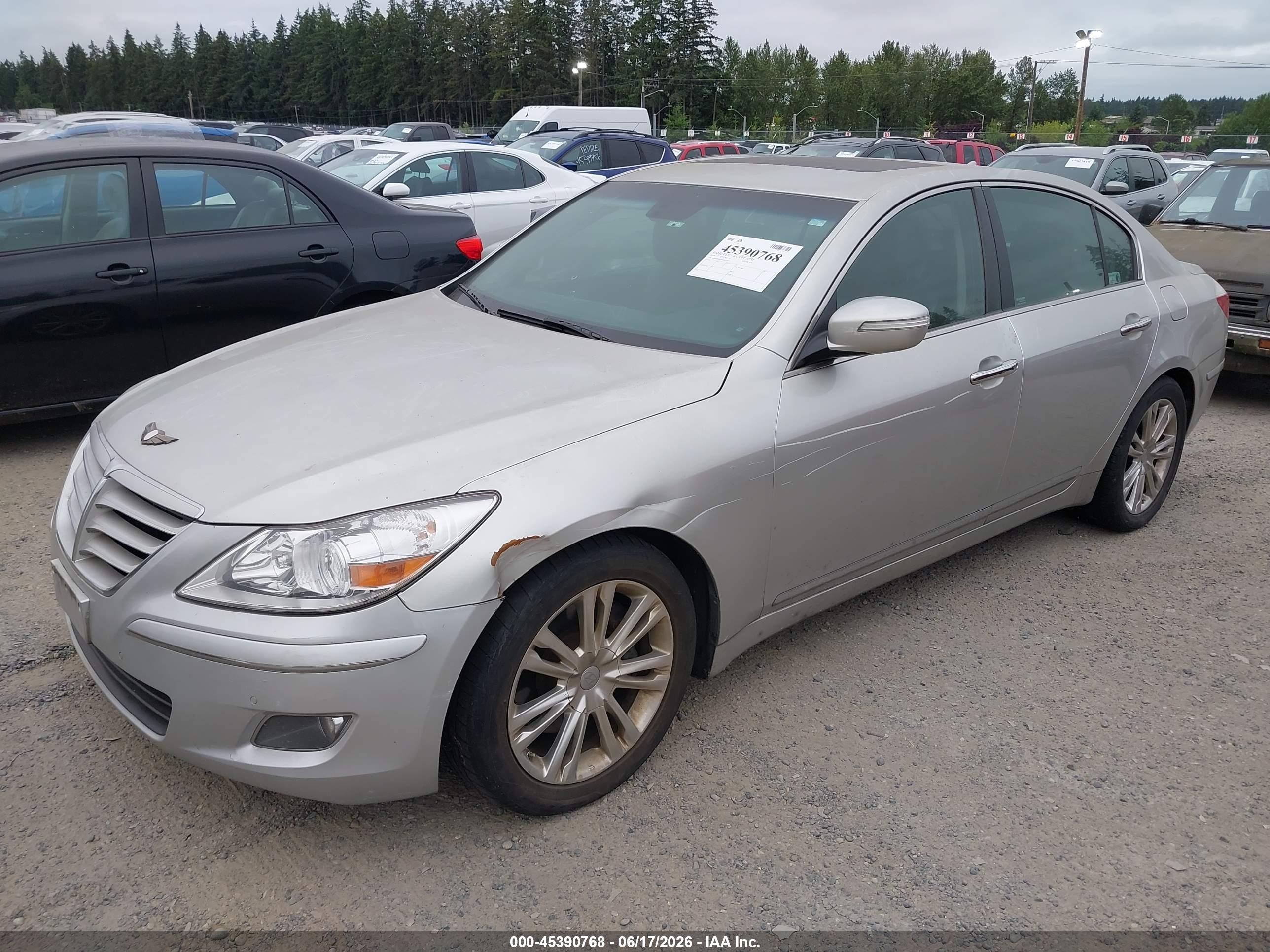 2009 Hyundai Genesis 4.6 Silver vin: KMHGC46F89U065107