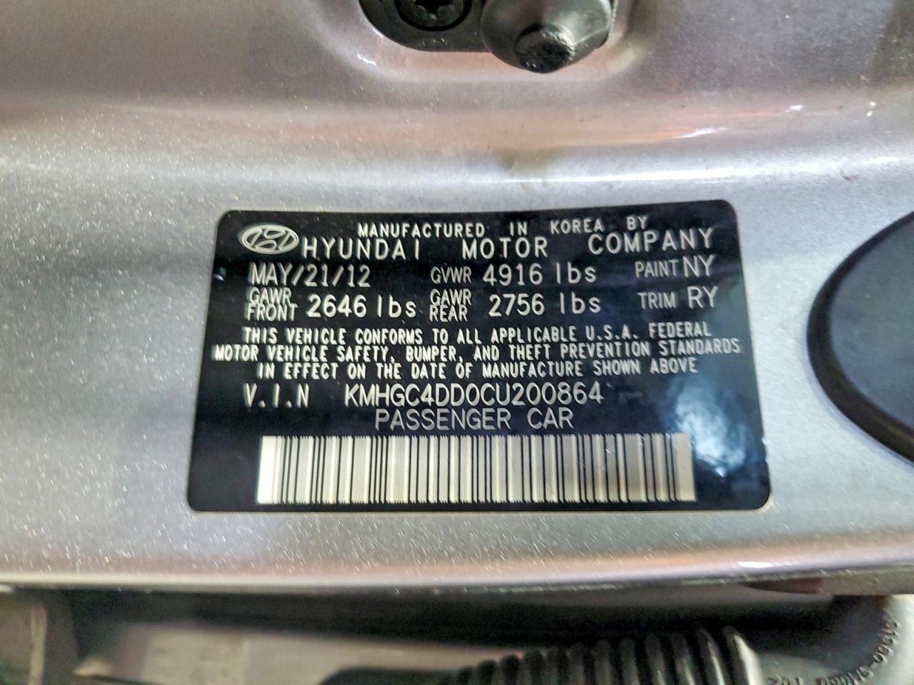 2012 Hyundai Genesis 3.8l Silver vin: KMHGC4DD0CU200864