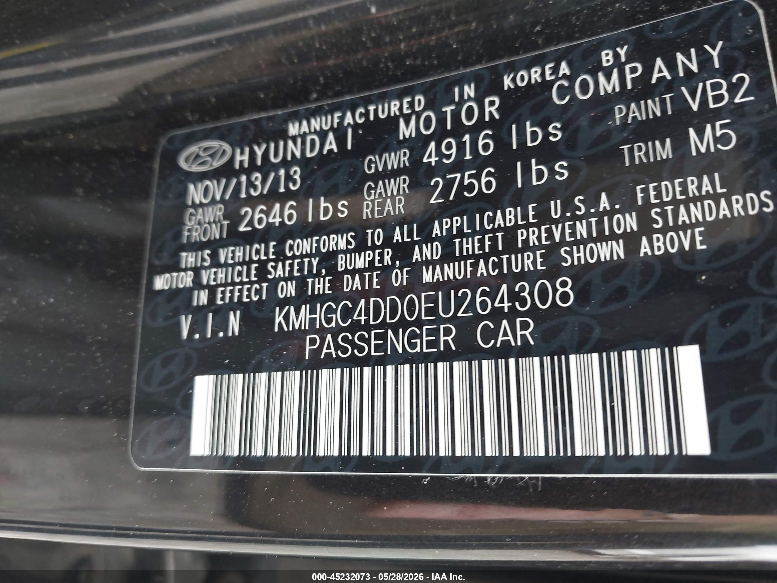 2014 Hyundai Genesis 3.8 Black vin: KMHGC4DD0EU264308