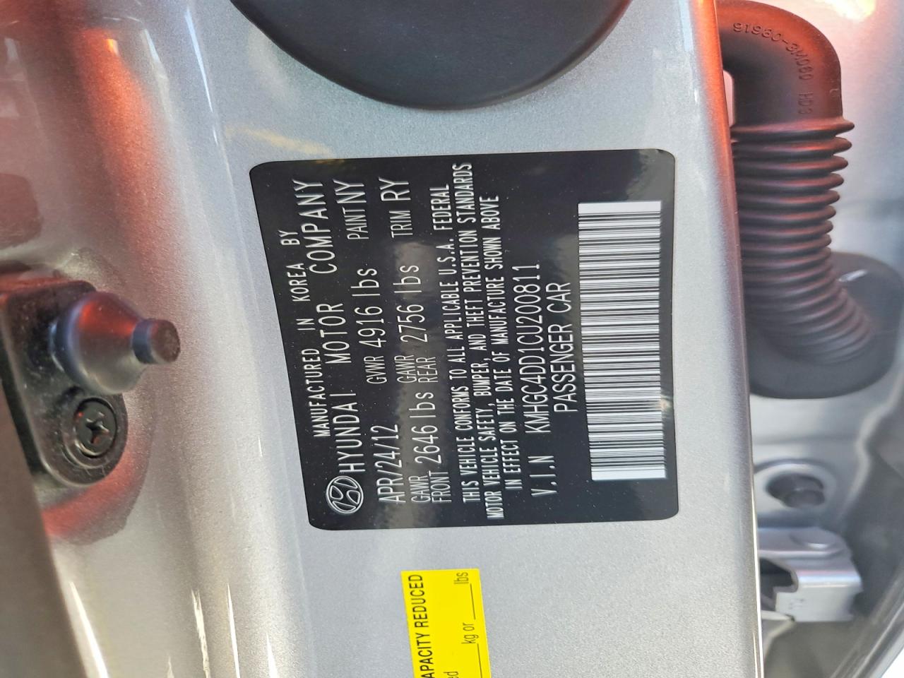 2012 Hyundai Genesis 3.8l V6 Silver vin: KMHGC4DD1CU200811