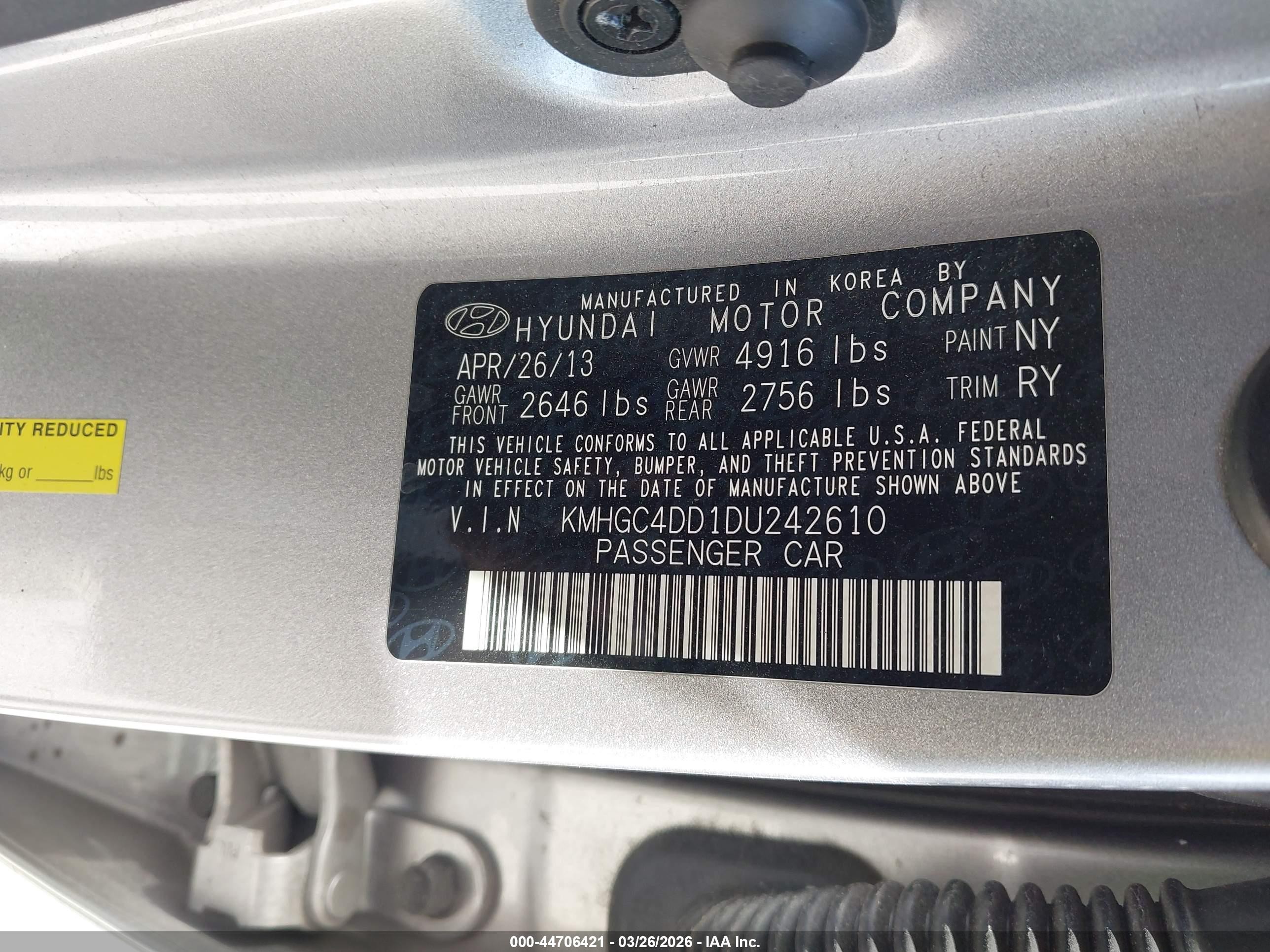2013 Hyundai Genesis 3.8 Gray vin: KMHGC4DD1DU242610
