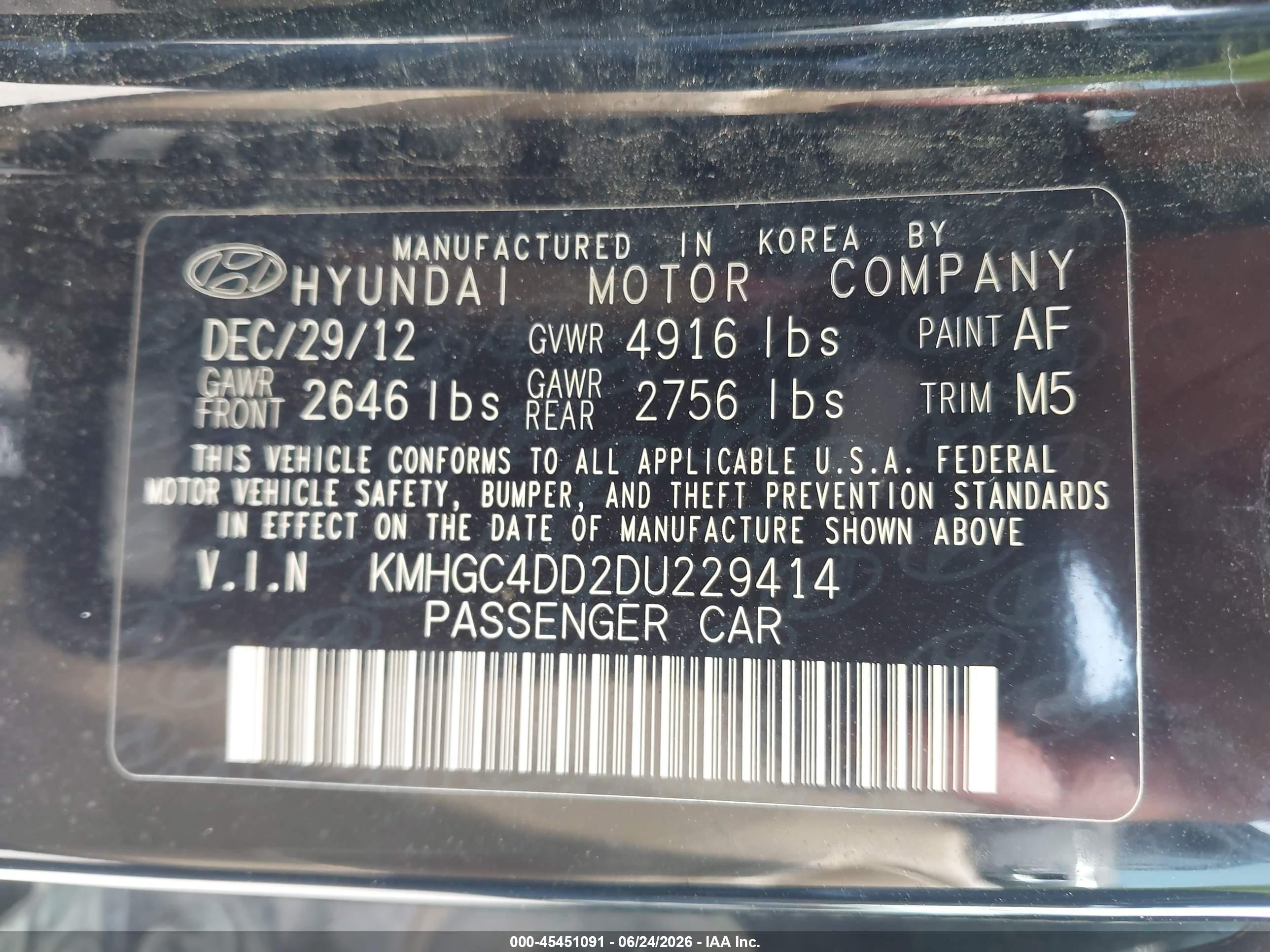 2013 Hyundai Genesis 3.8 Черный vin: KMHGC4DD2DU229414
