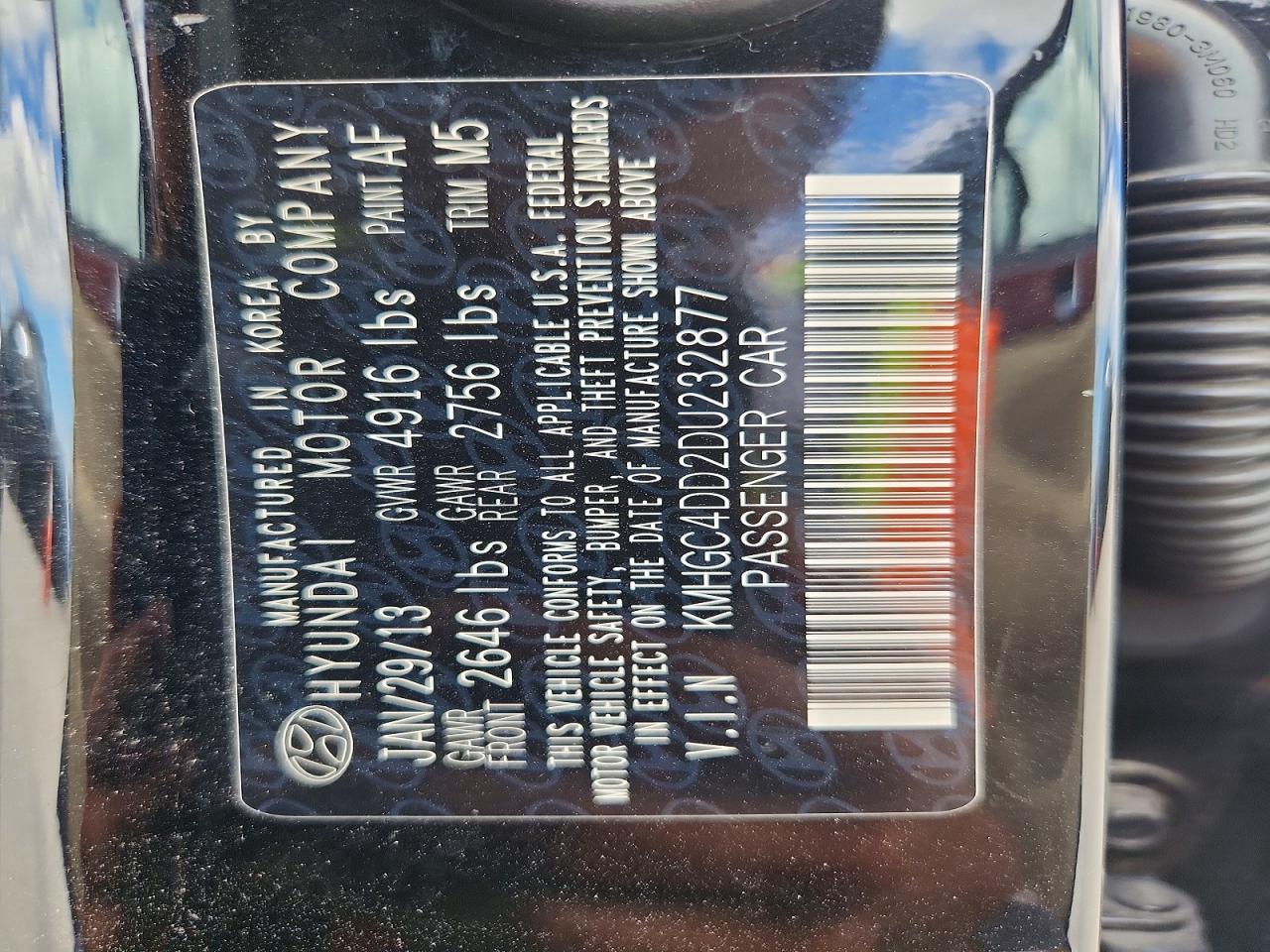 2013 Hyundai Genesis 3.8l Black vin: KMHGC4DD2DU232877