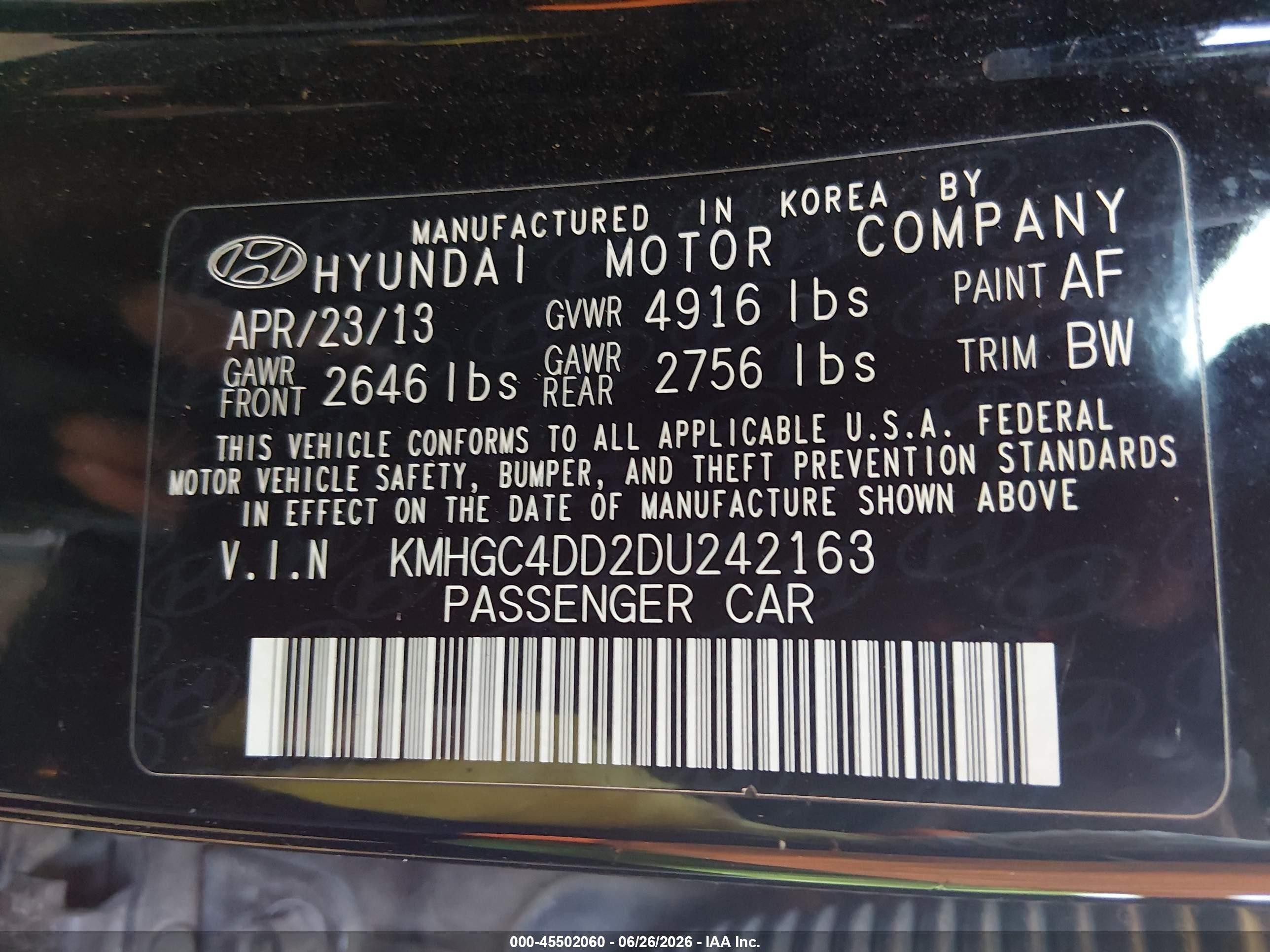2013 Hyundai Genesis 3.8 Черный vin: KMHGC4DD2DU242163