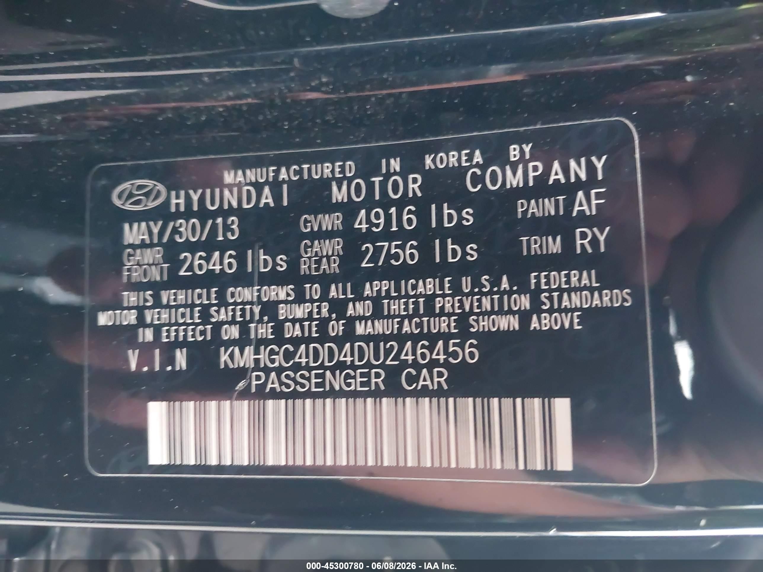 2013 Hyundai Genesis 3.8 Black vin: KMHGC4DD4DU246456