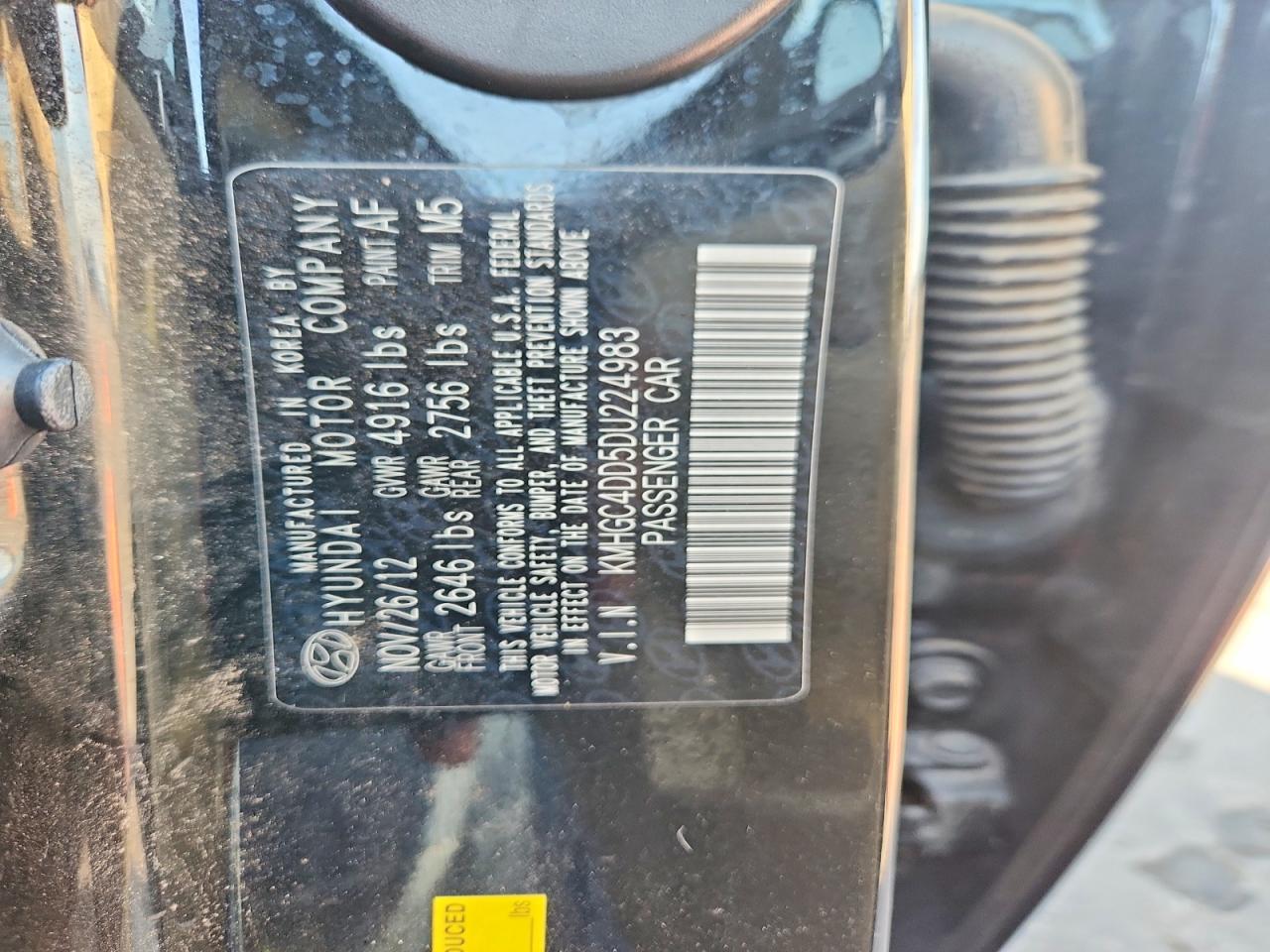 2013 Hyundai Genesis 3.8l Black vin: KMHGC4DD5DU224983