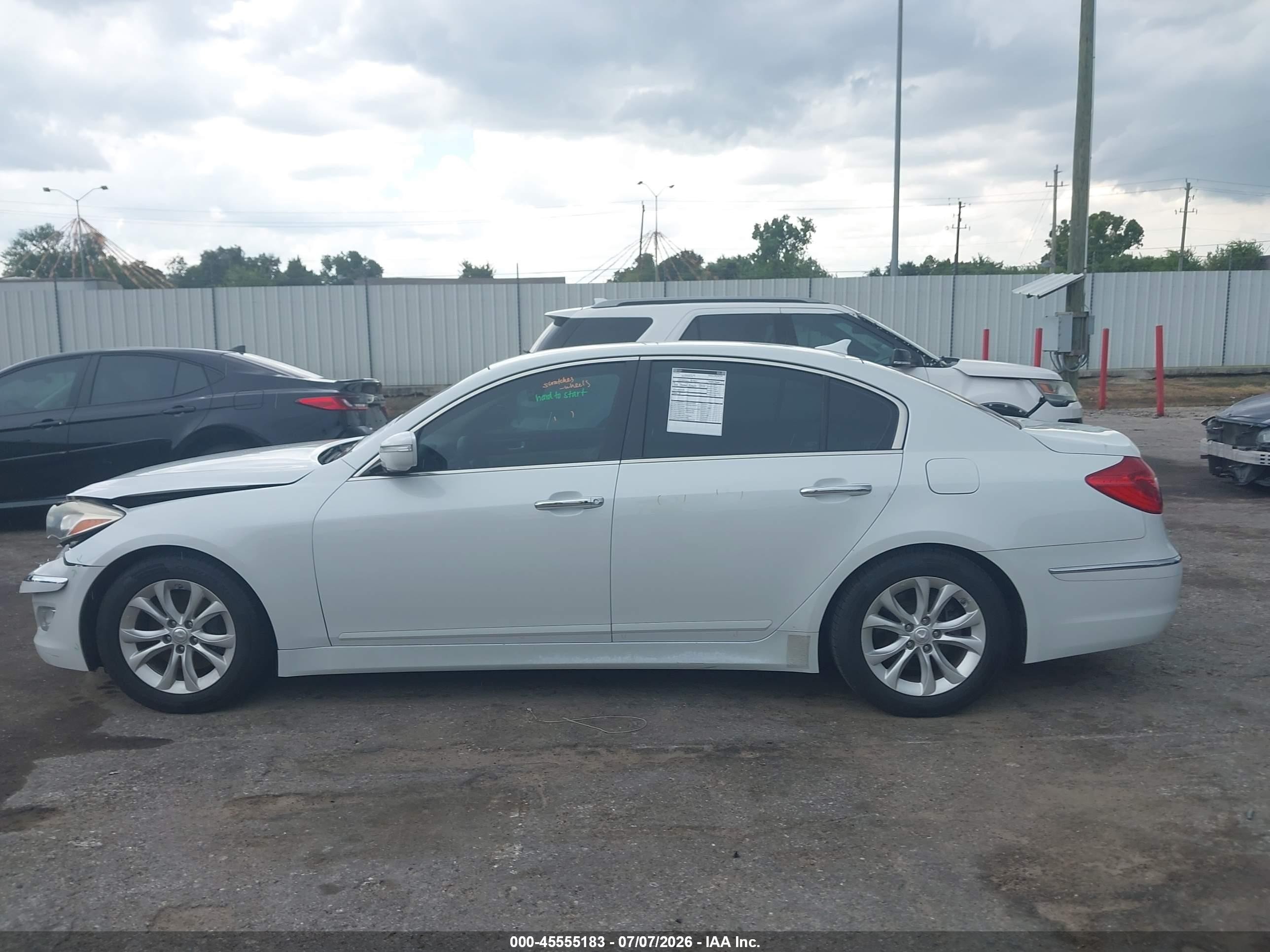 2013 Hyundai Genesis 3.8 White vin: KMHGC4DD5DU235076