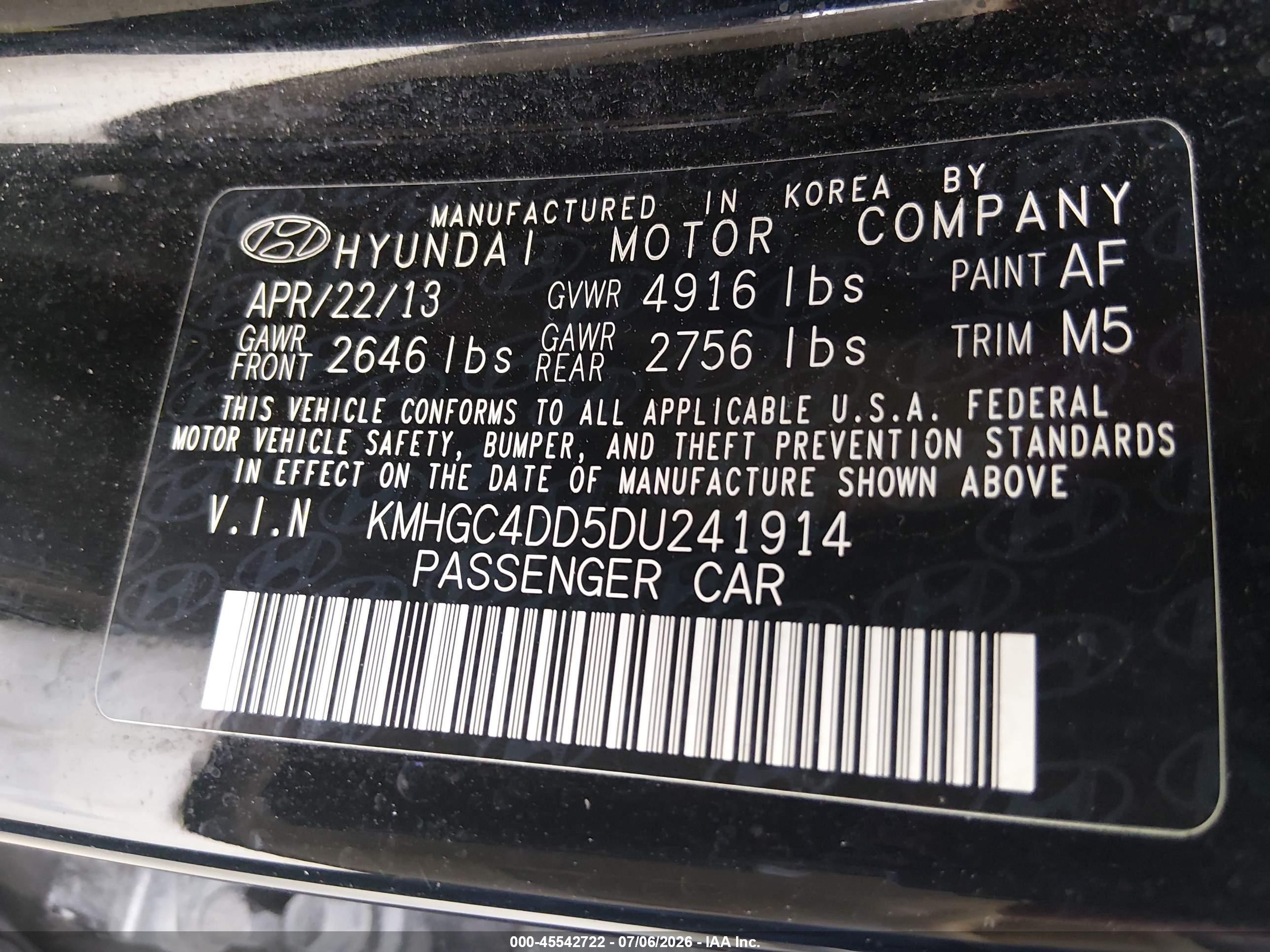 2013 Hyundai Genesis 3.8 Черный vin: KMHGC4DD5DU241914
