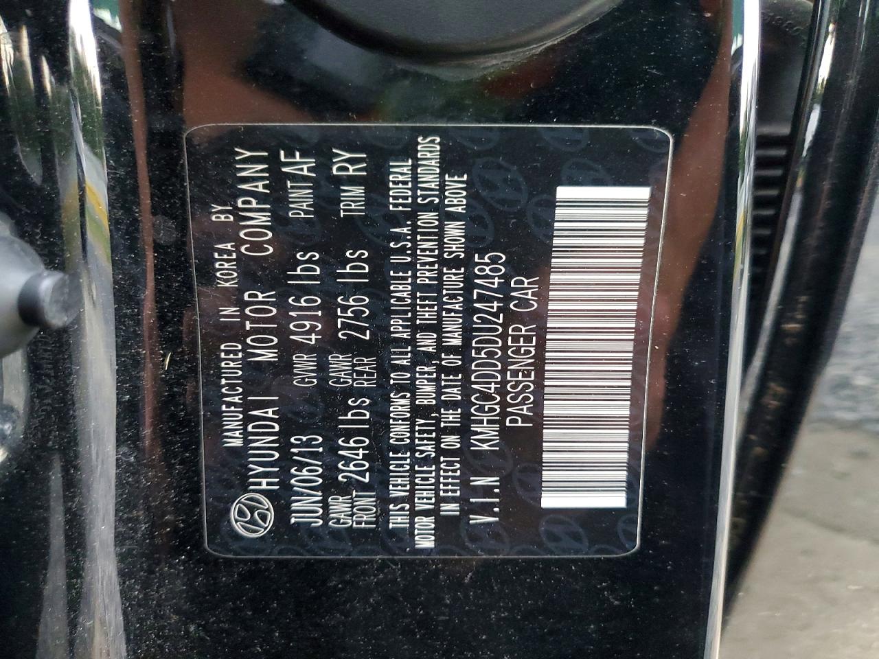 2013 Hyundai Genesis 3.8l Black vin: KMHGC4DD5DU247485