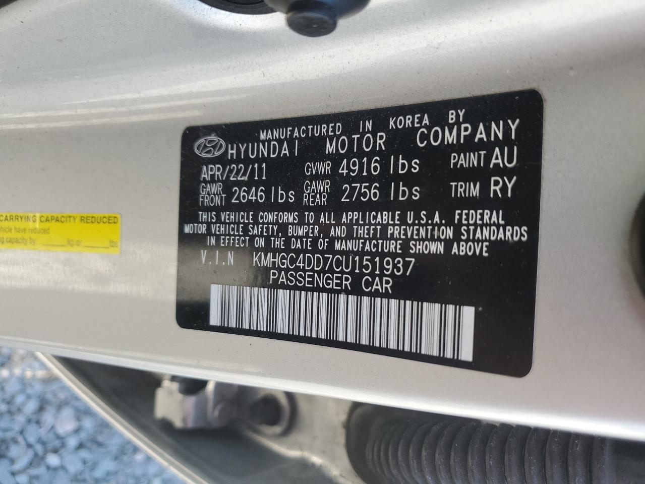 2012 Hyundai Genesis 3.8l Silver vin: KMHGC4DD7CU151937