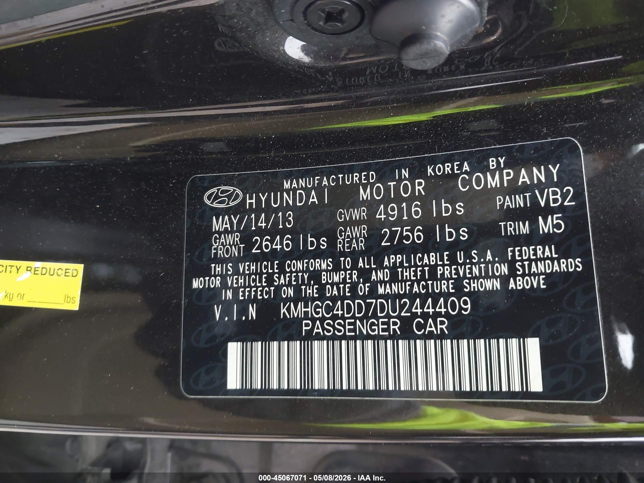 2013 Hyundai Genesis 3.8 Черный vin: KMHGC4DD7DU244409