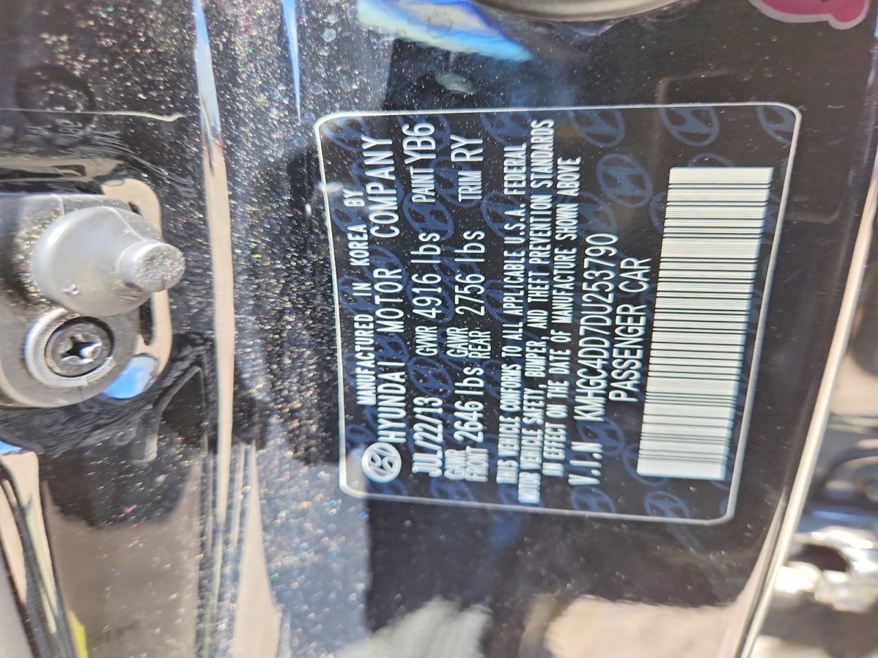2013 Hyundai Genesis 3.8l Black vin: KMHGC4DD7DU253790