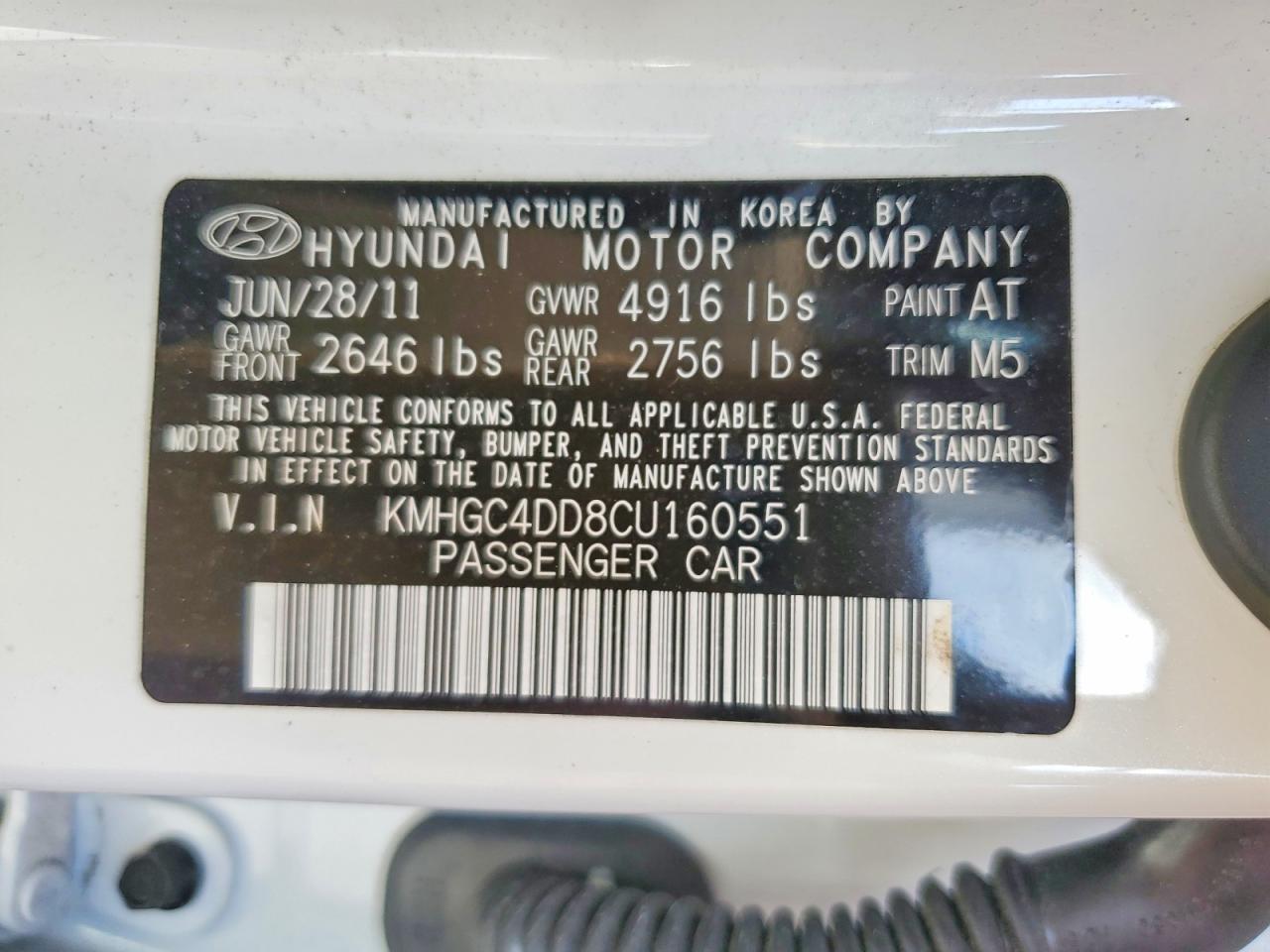 2012 Hyundai Genesis 3.8l White vin: KMHGC4DD8CU160551