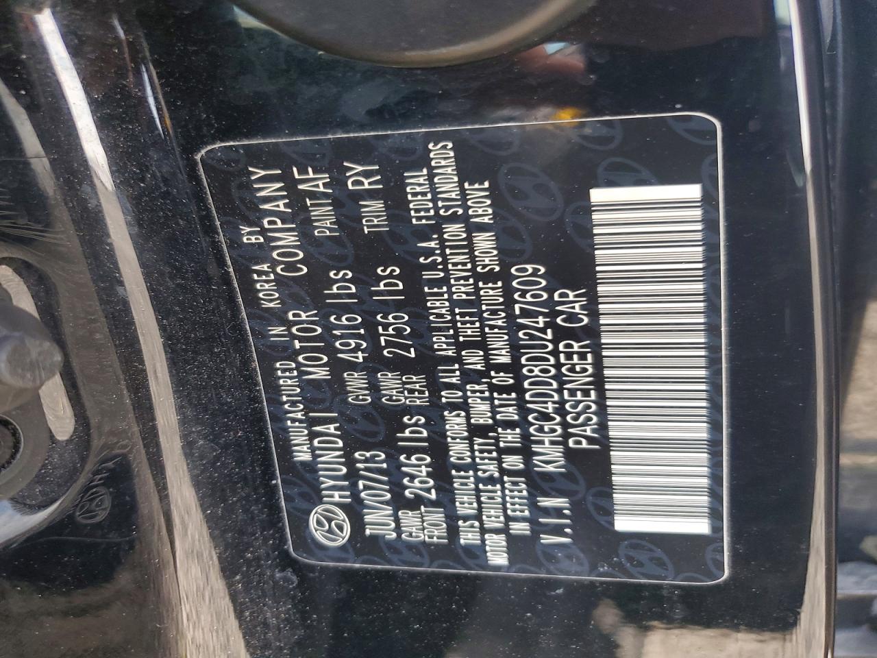 2013 Hyundai Genesis 3.8l Black vin: KMHGC4DD8DU247609