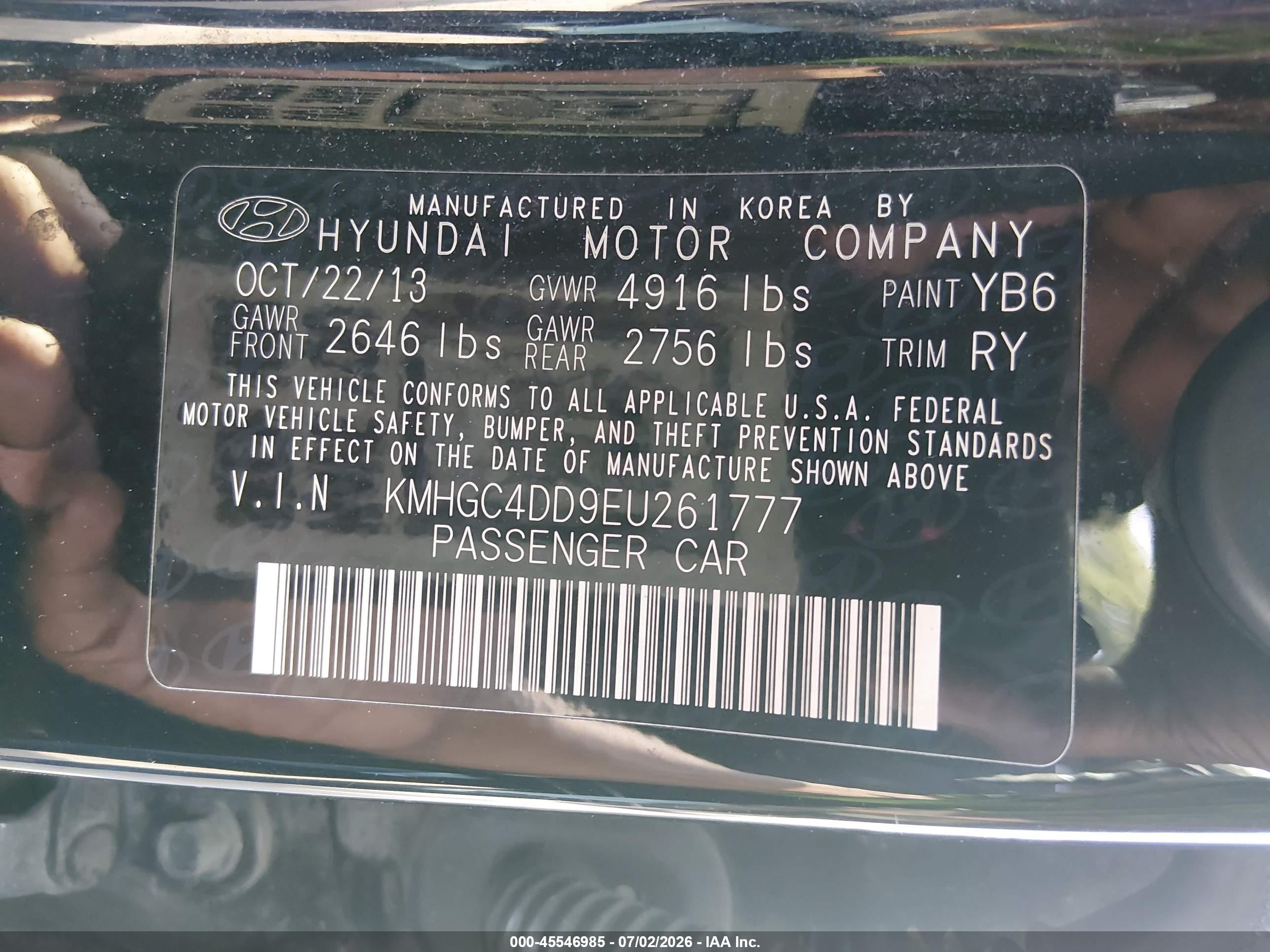 2014 Hyundai Genesis 3.8 Black vin: KMHGC4DD9EU261777