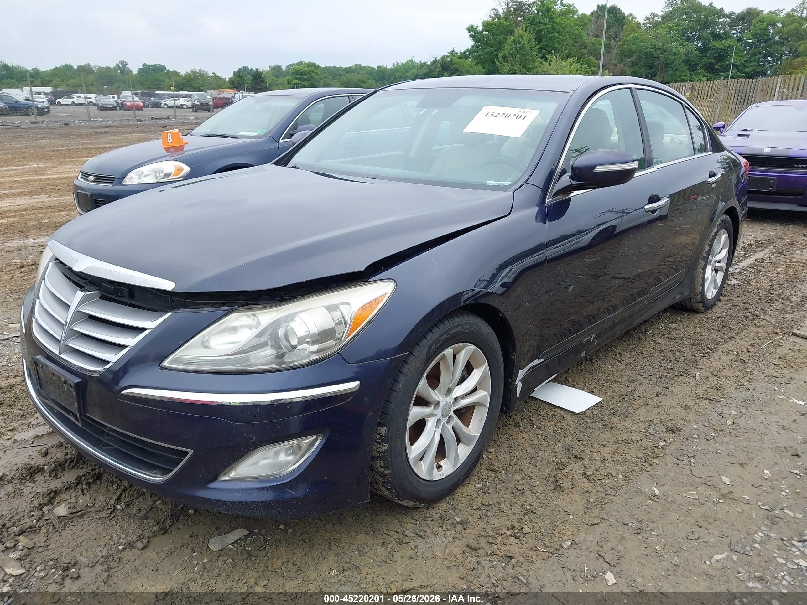 2012 Hyundai Genesis 3.8 Dark Blue vin: KMHGC4DDXCU177397