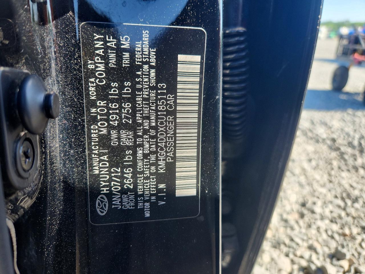 2012 Hyundai Genesis 3.8l Черный vin: KMHGC4DDXCU185113
