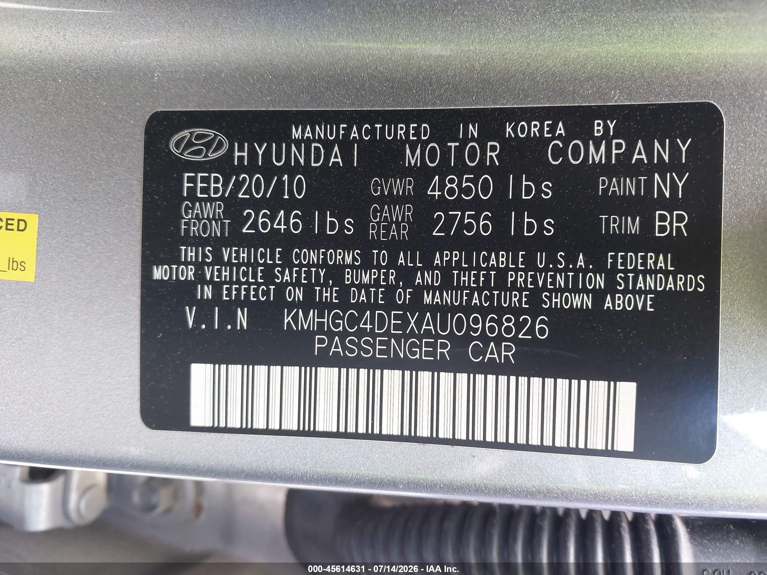 2010 Hyundai Genesis 3.8 Серебряный vin: KMHGC4DEXAU096826