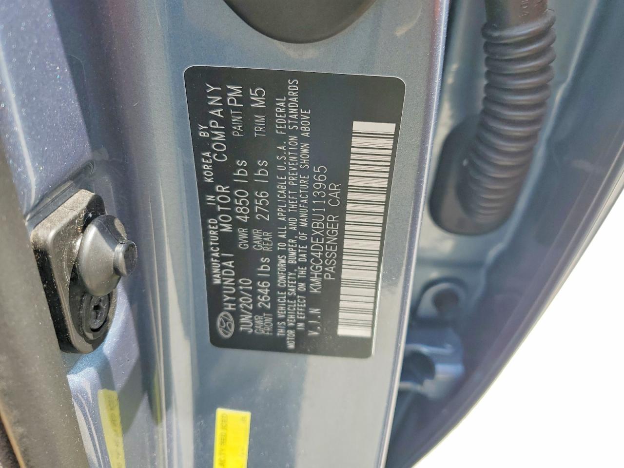 2011 Hyundai Genesis 3.8l Blue vin: KMHGC4DEXBU113965