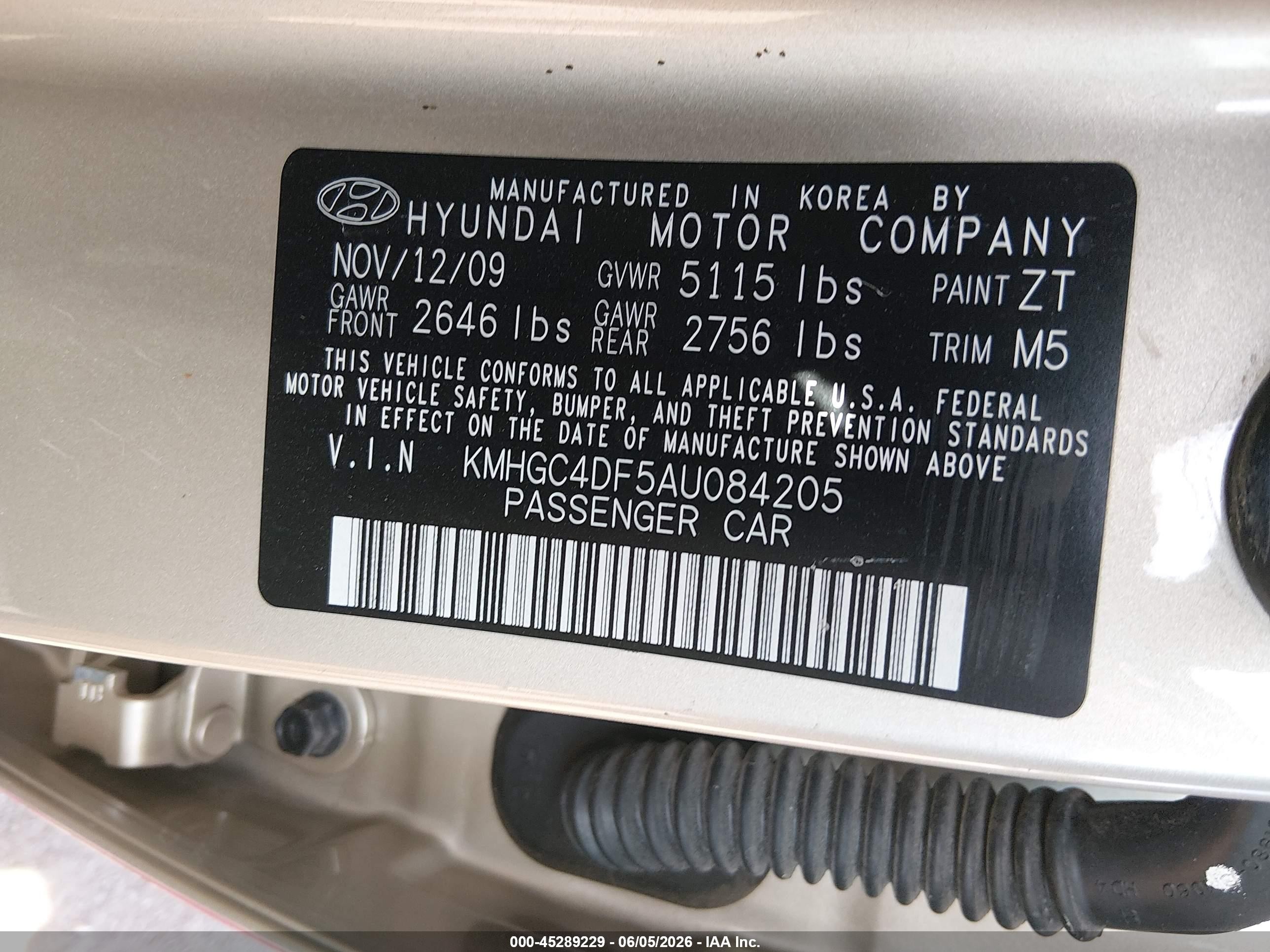 2010 Hyundai Genesis 4.6 Pink vin: KMHGC4DF5AU084205