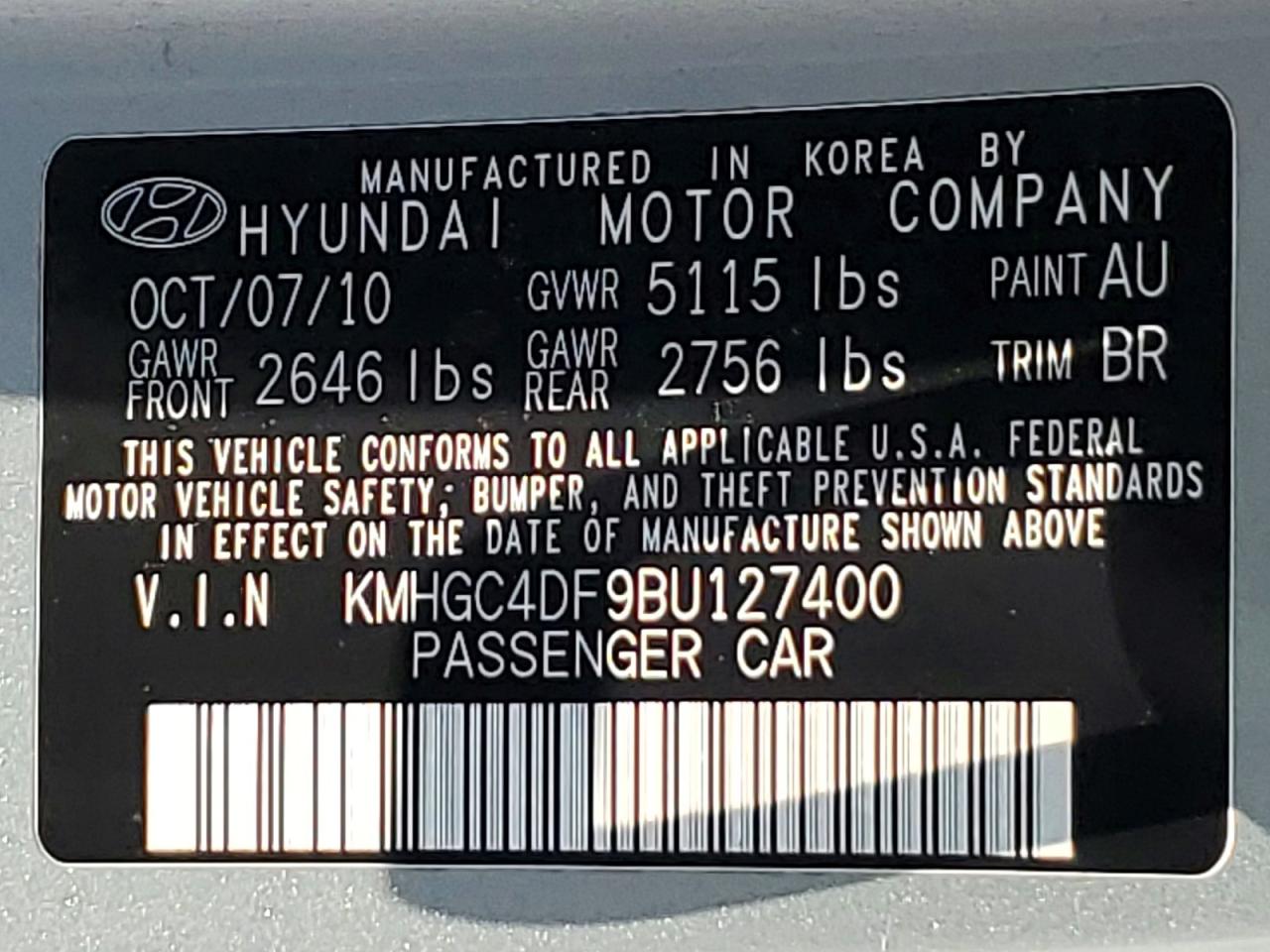 2011 Hyundai Genesis 4.6l Silver vin: KMHGC4DF9BU127400
