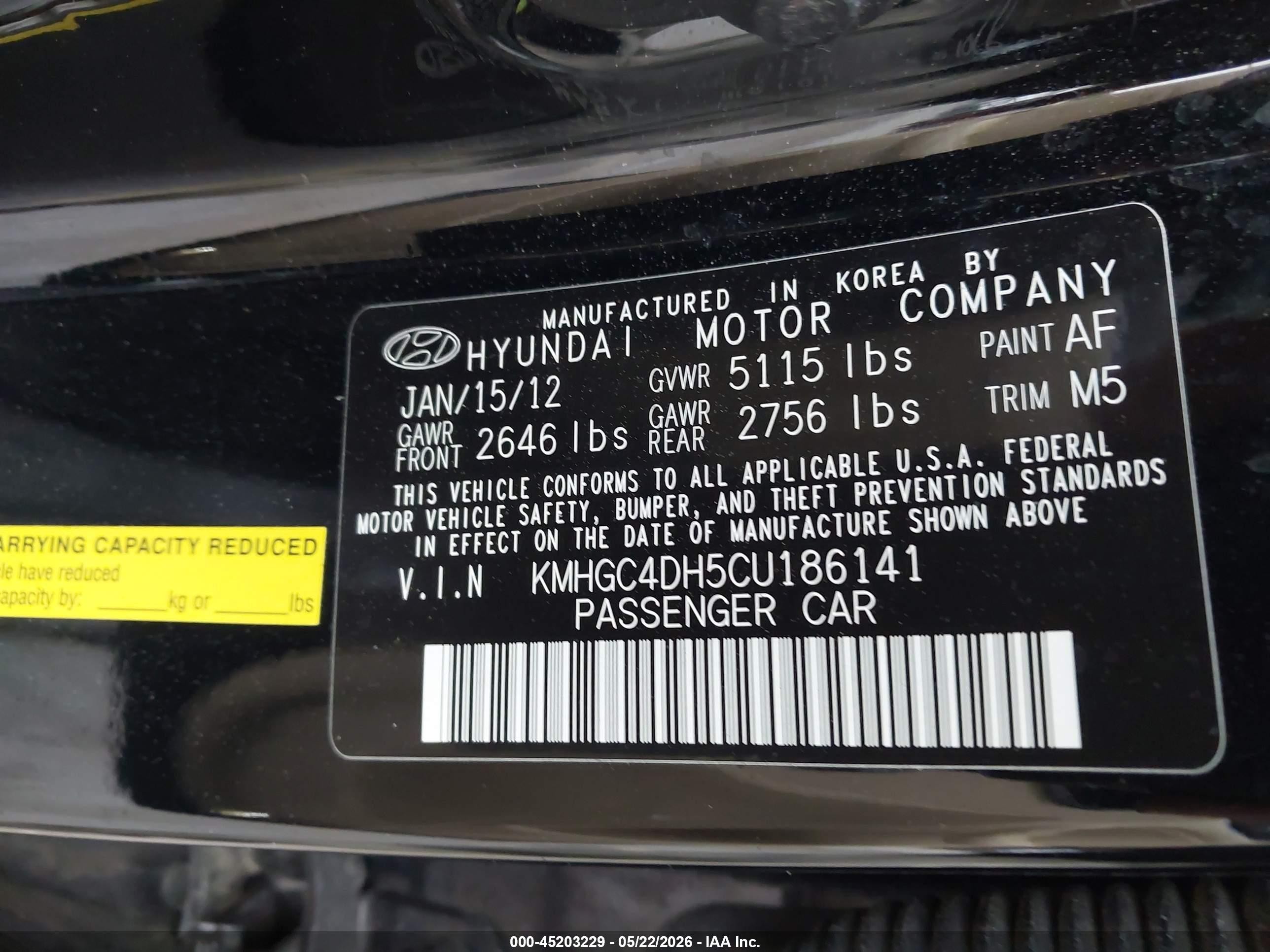 2012 Hyundai Genesis 5.0 Black vin: KMHGC4DH5CU186141