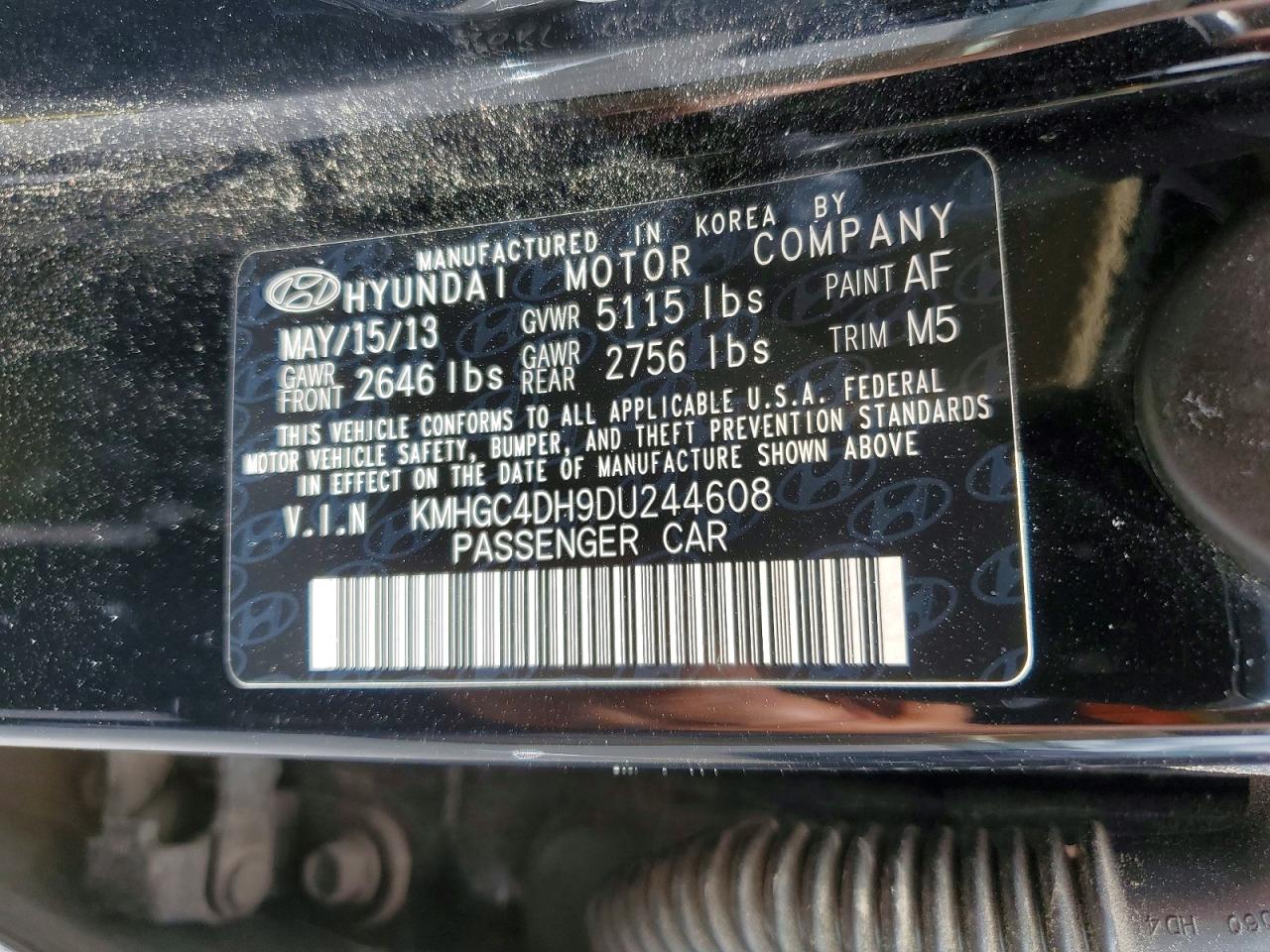 2013 Hyundai Genesis 5.0l Black vin: KMHGC4DH9DU244608