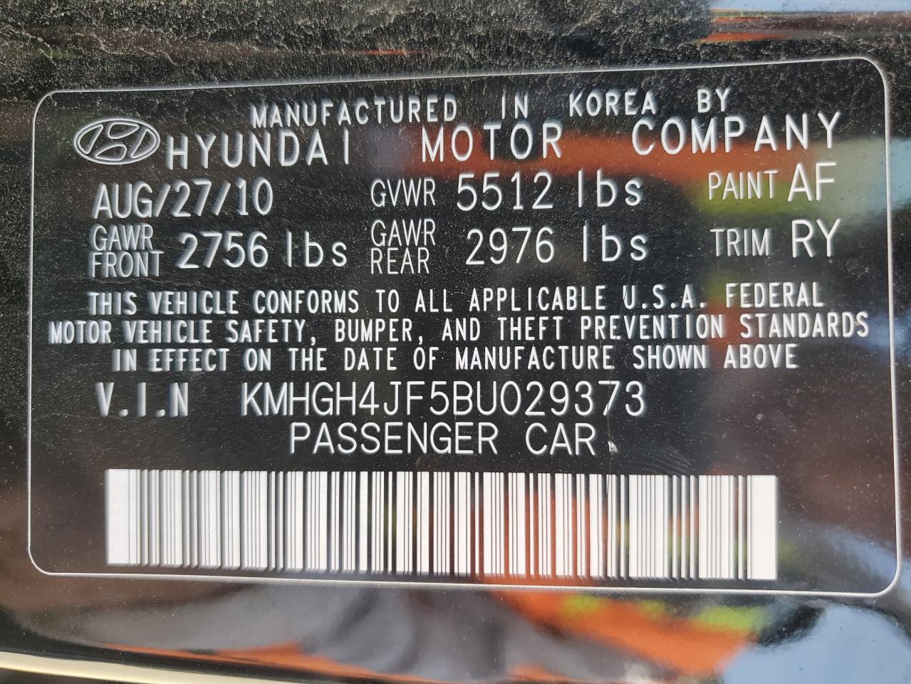 2011 Hyundai Equus Signature Black vin: KMHGH4JF5BU029373