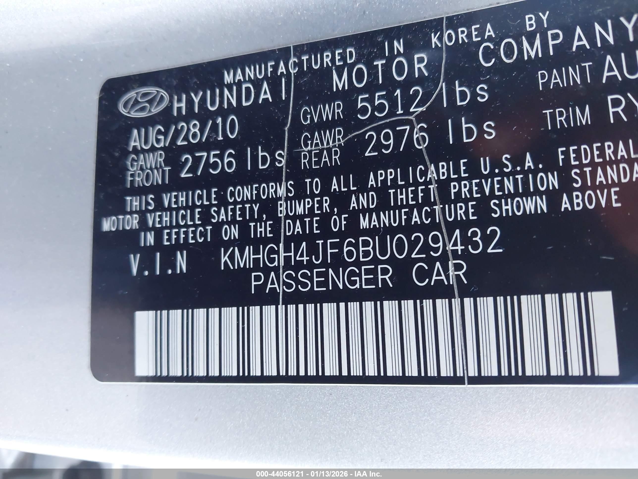 2011 Hyundai Equus Signature Silver vin: KMHGH4JF6BU029432