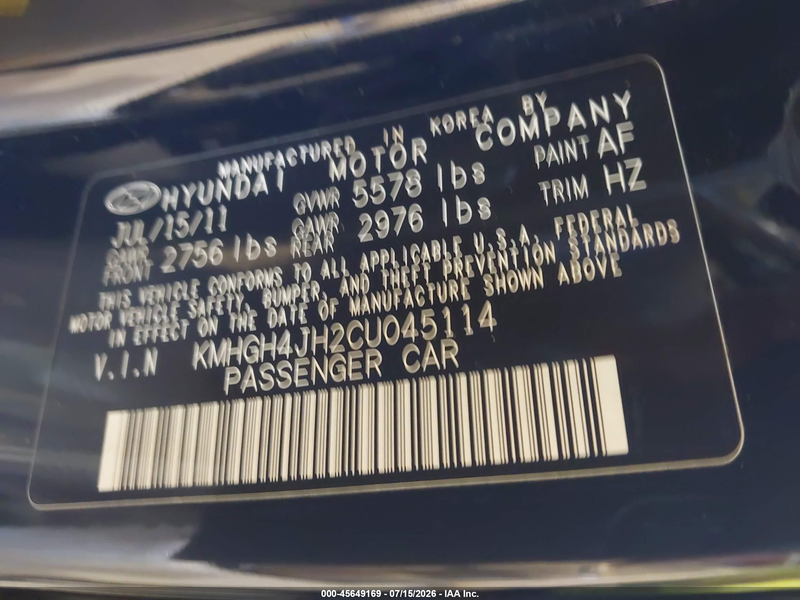2012 Hyundai Equus Signature Black vin: KMHGH4JH2CU045114