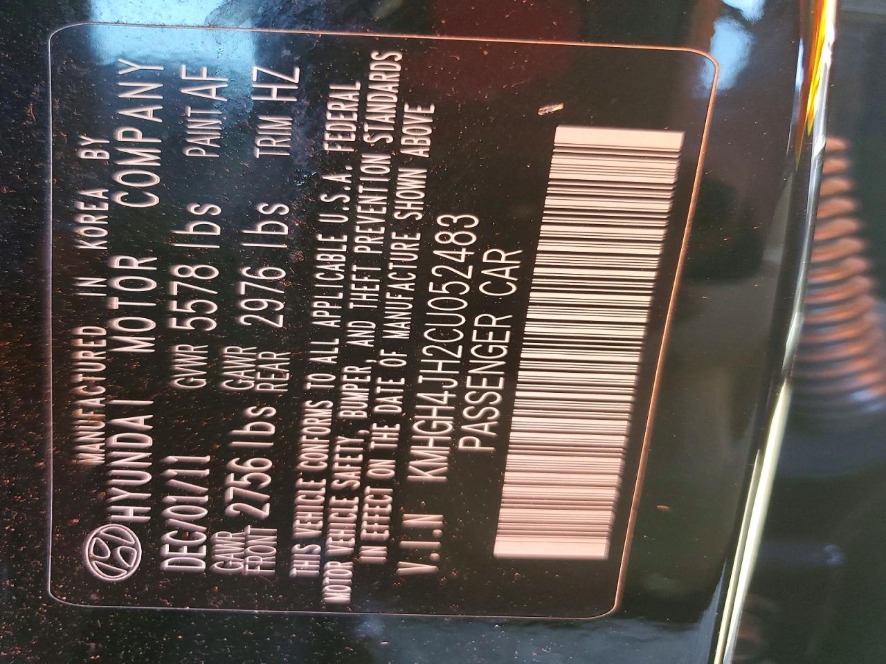 2012 Hyundai Equus Signature Black vin: KMHGH4JH2CU052483