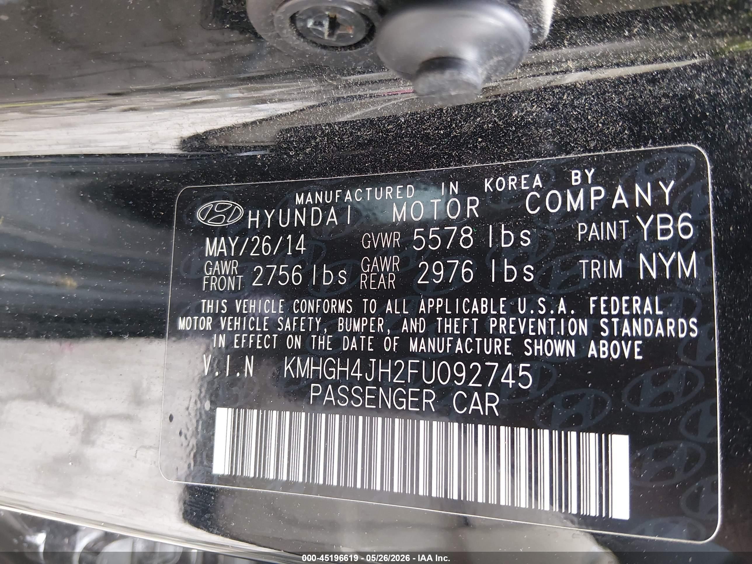2015 Hyundai Equus Signature Black vin: KMHGH4JH2FU092745