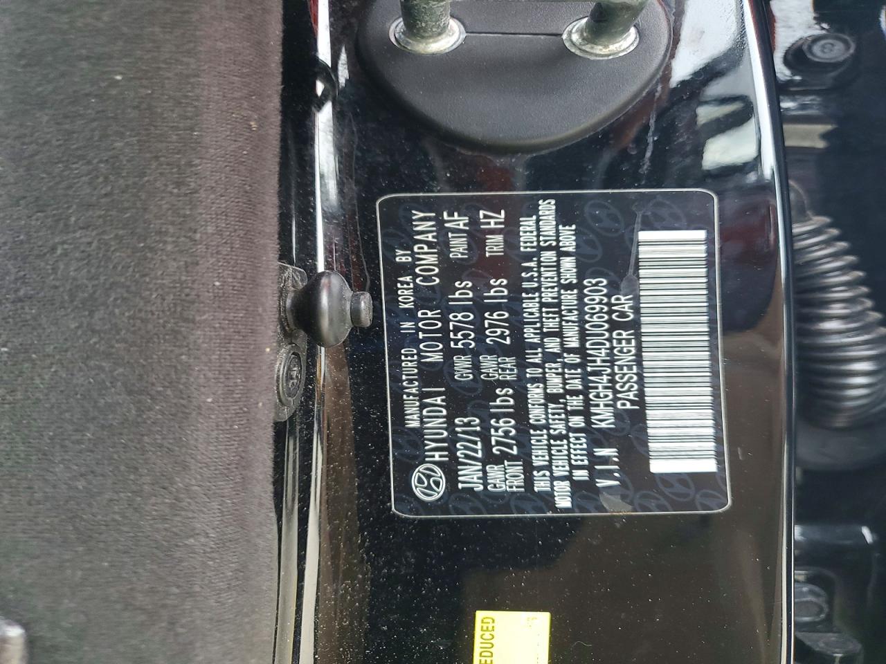 2013 Hyundai Equus Signature Черный vin: KMHGH4JH4DU069903