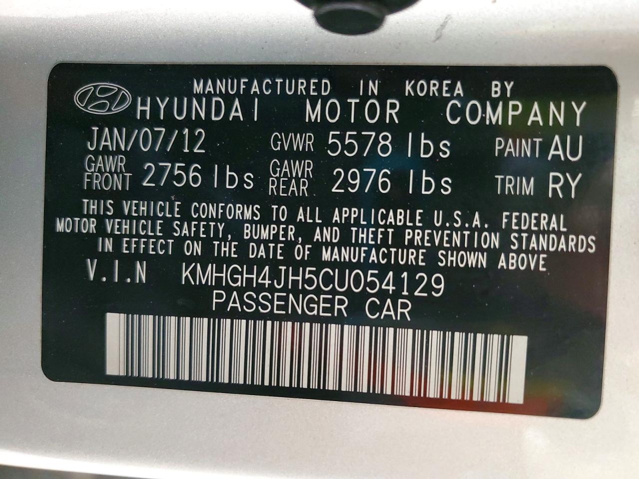 2012 Hyundai Equus Ultimate Silver vin: KMHGH4JH5CU054129