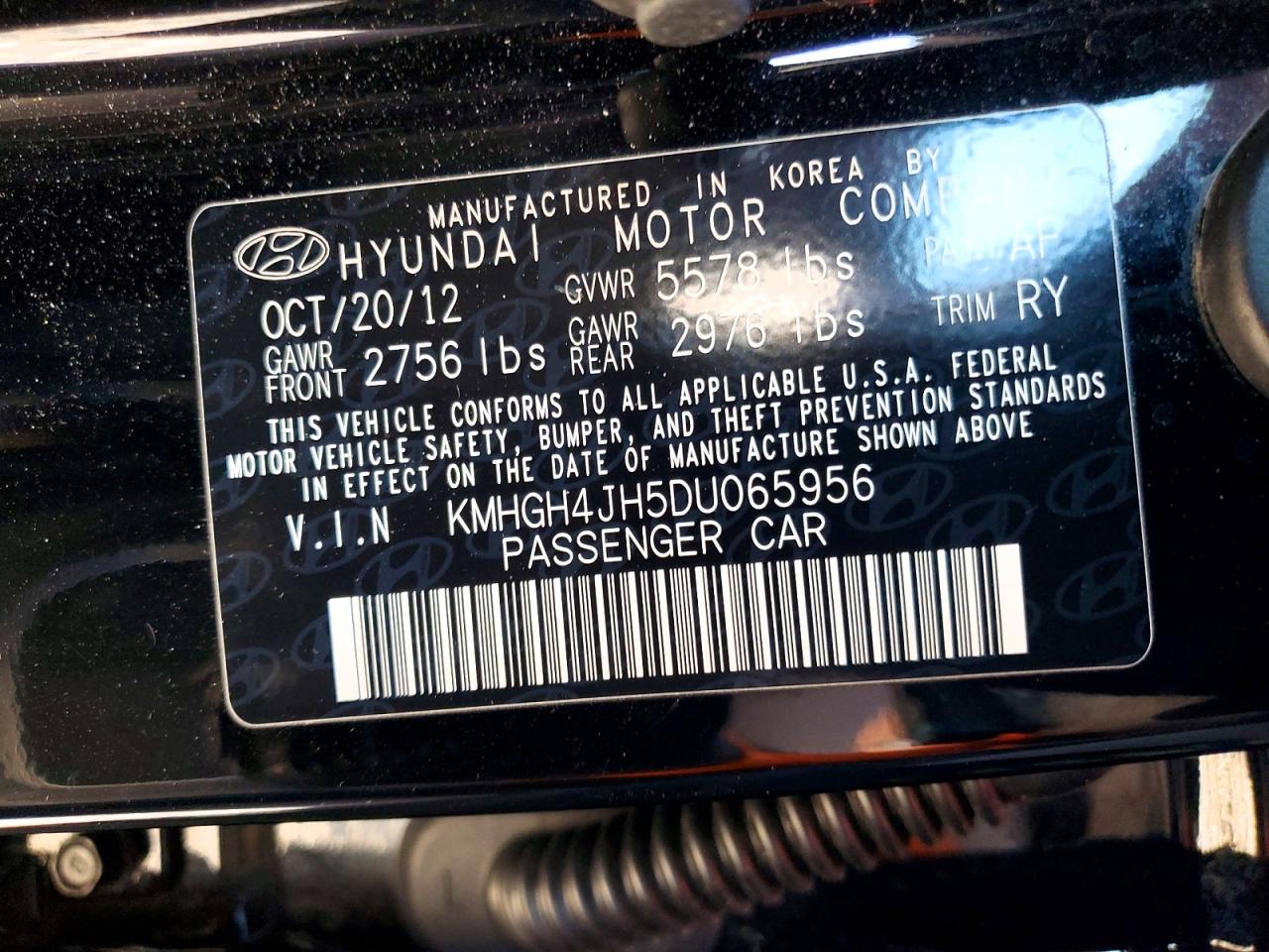 2013 Hyundai Equus Ultimate Black vin: KMHGH4JH5DU065956