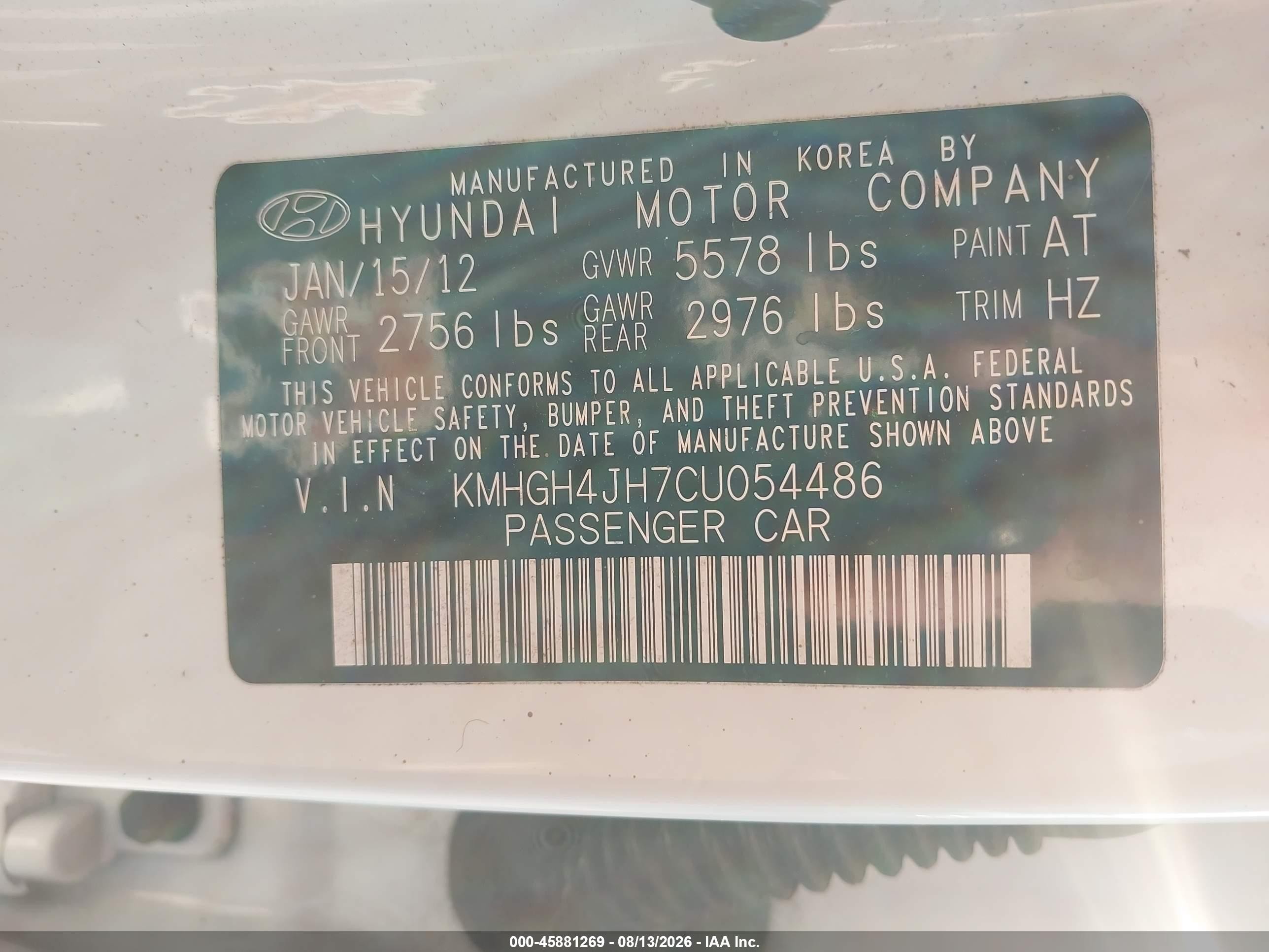 2012 Hyundai Equus Signature White vin: KMHGH4JH7CU054486