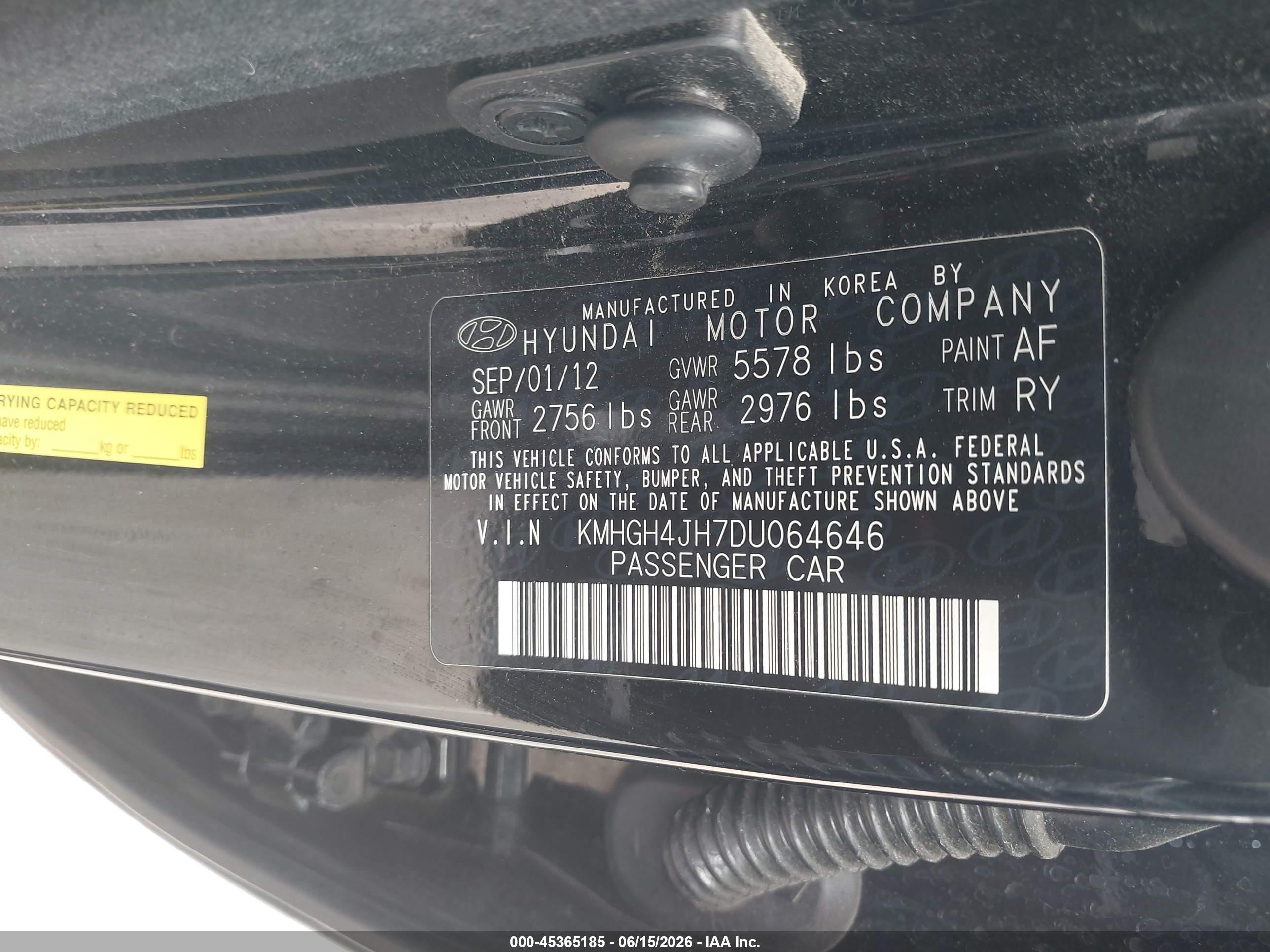 2013 Hyundai Equus Signature Black vin: KMHGH4JH7DU064646