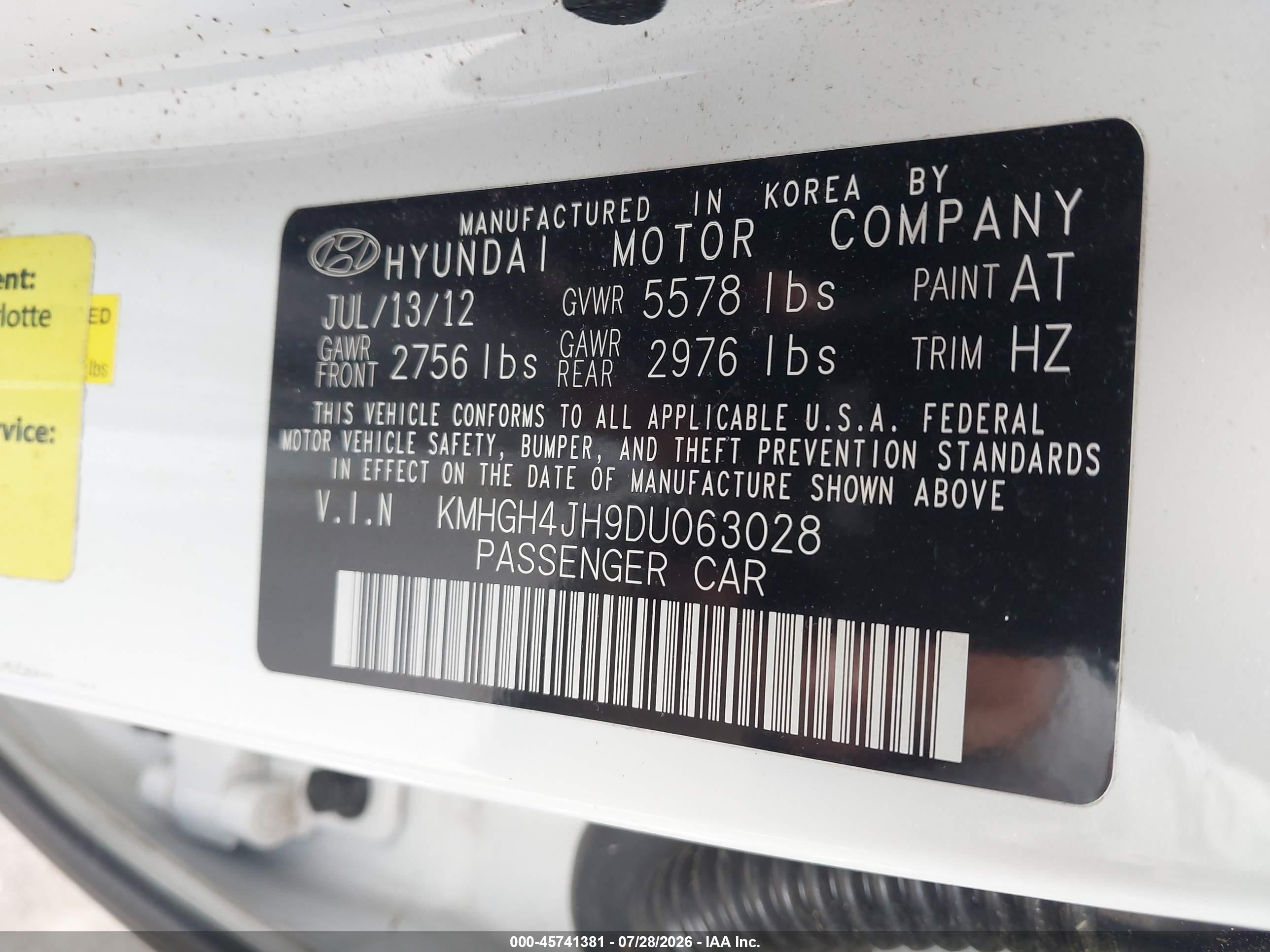 2013 Hyundai Equus Signature White vin: KMHGH4JH9DU063028